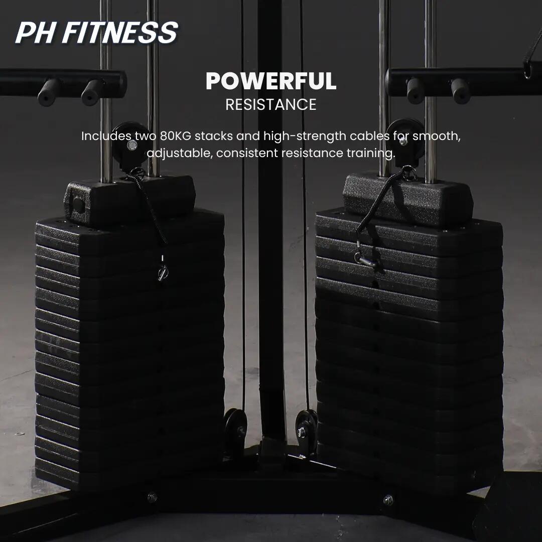 Hoek-krachtstation met Smith Machine en dubbele kabel – 160 kg 3/10