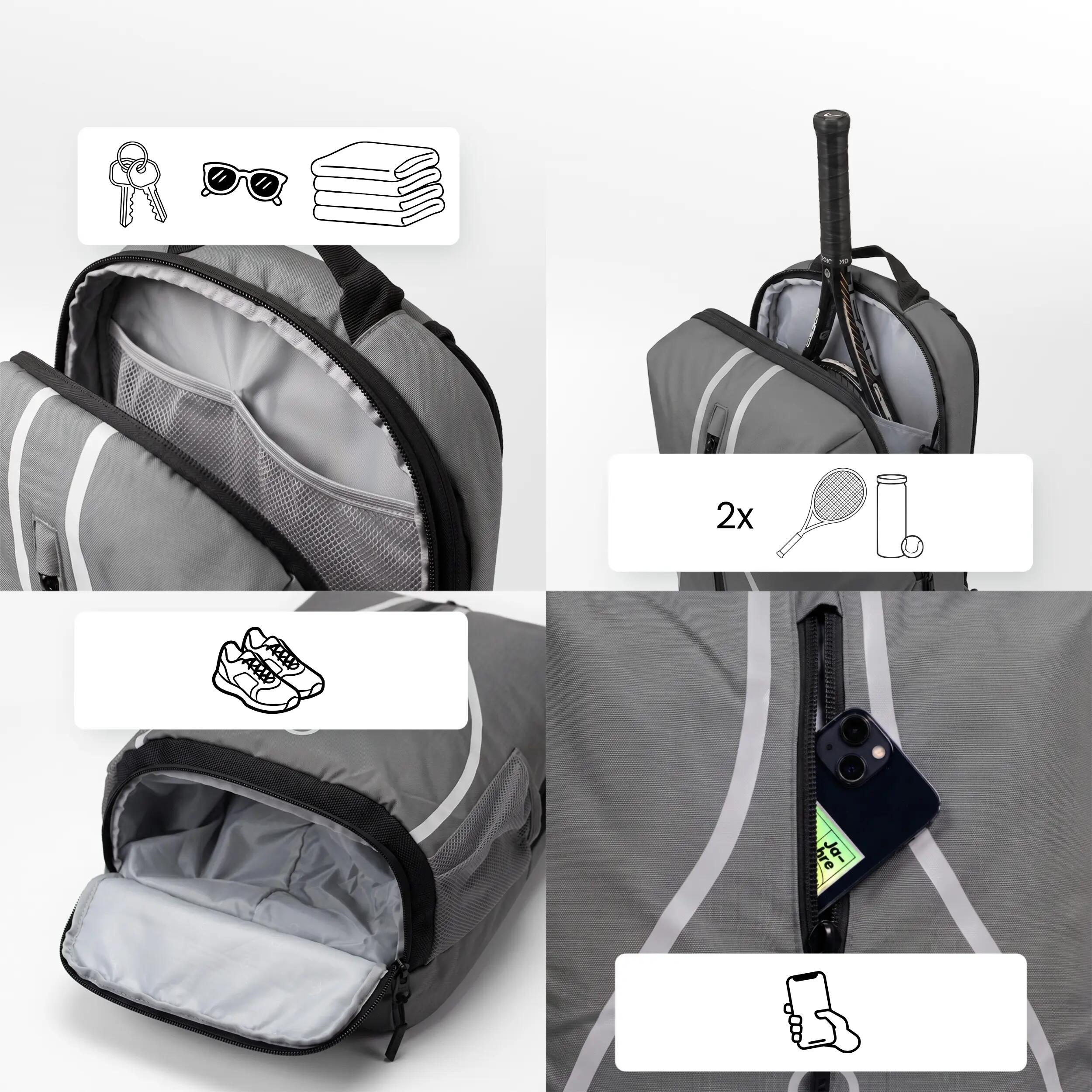 Tennis-rugzak 1-2 racket | Classic 30L - Grijs 5/8