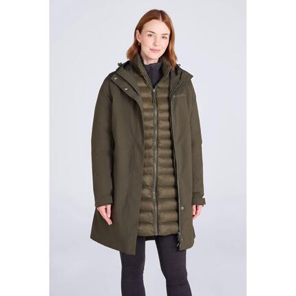 Veste 3 en 1 de Randonnée Femme Longue Imperméable Coupe-Vent Capuche, Alaskan