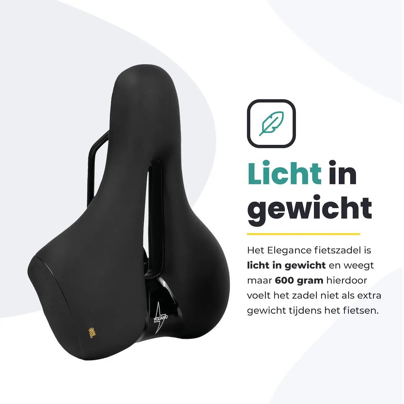 Voltano Fietszadel Elegance - Zwart - Unisex - Breed - Gel Zadel 6/7