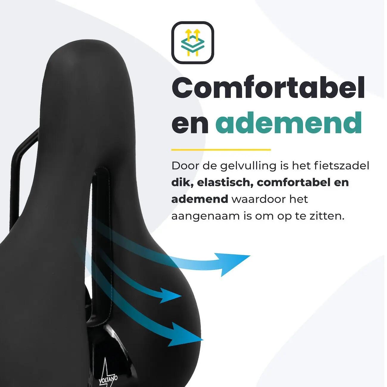 Voltano Fietszadel Elegance - Zwart - Unisex - Breed - Gel Zadel 5/7