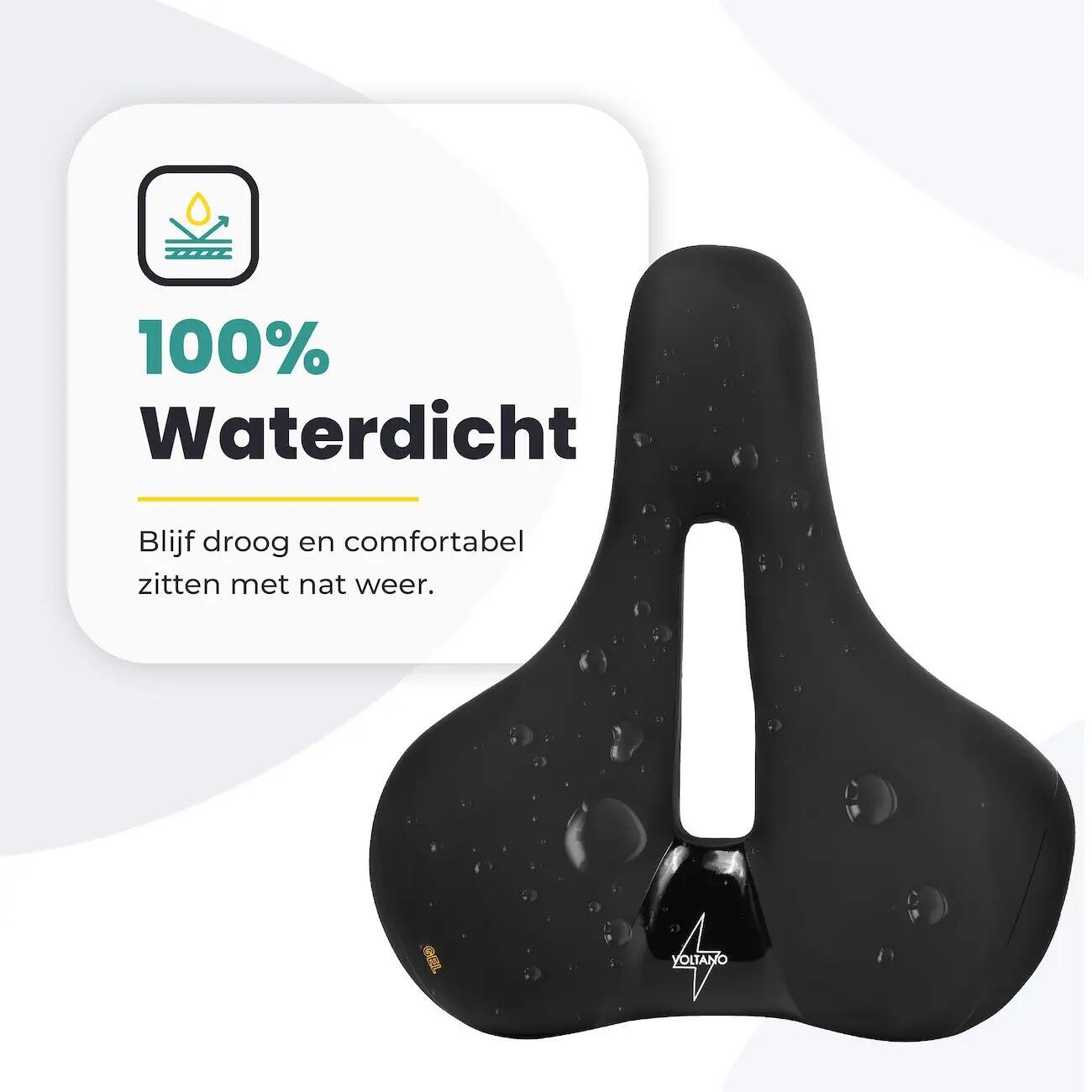 Voltano Fietszadel Elegance - Zwart - Unisex - Breed - Gel Zadel 4/7