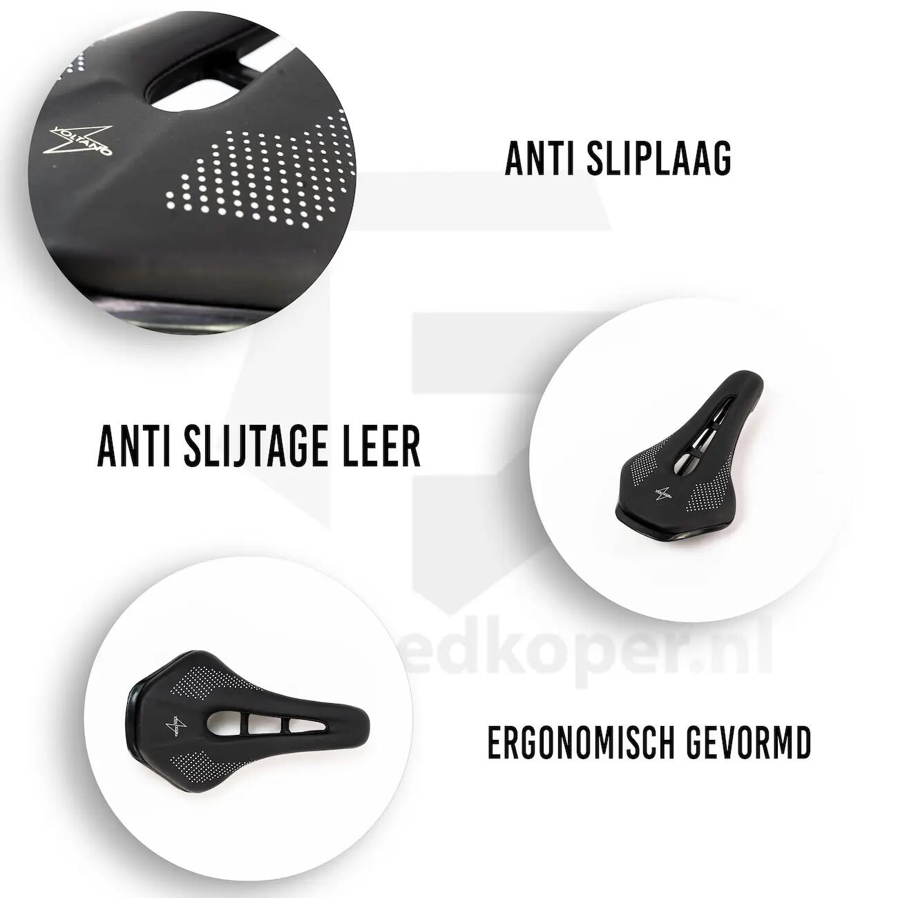 Voltano MTB Mountainbike Fietszadel – Unisex – Zwart 6/7