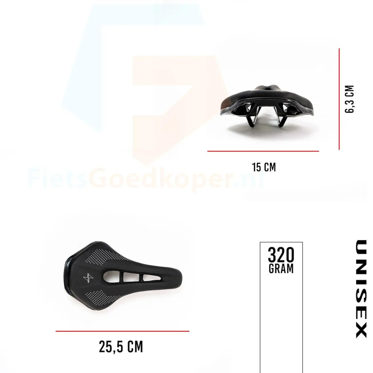 Voltano MTB Mountainbike Fietszadel – Unisex – Zwart 5/7