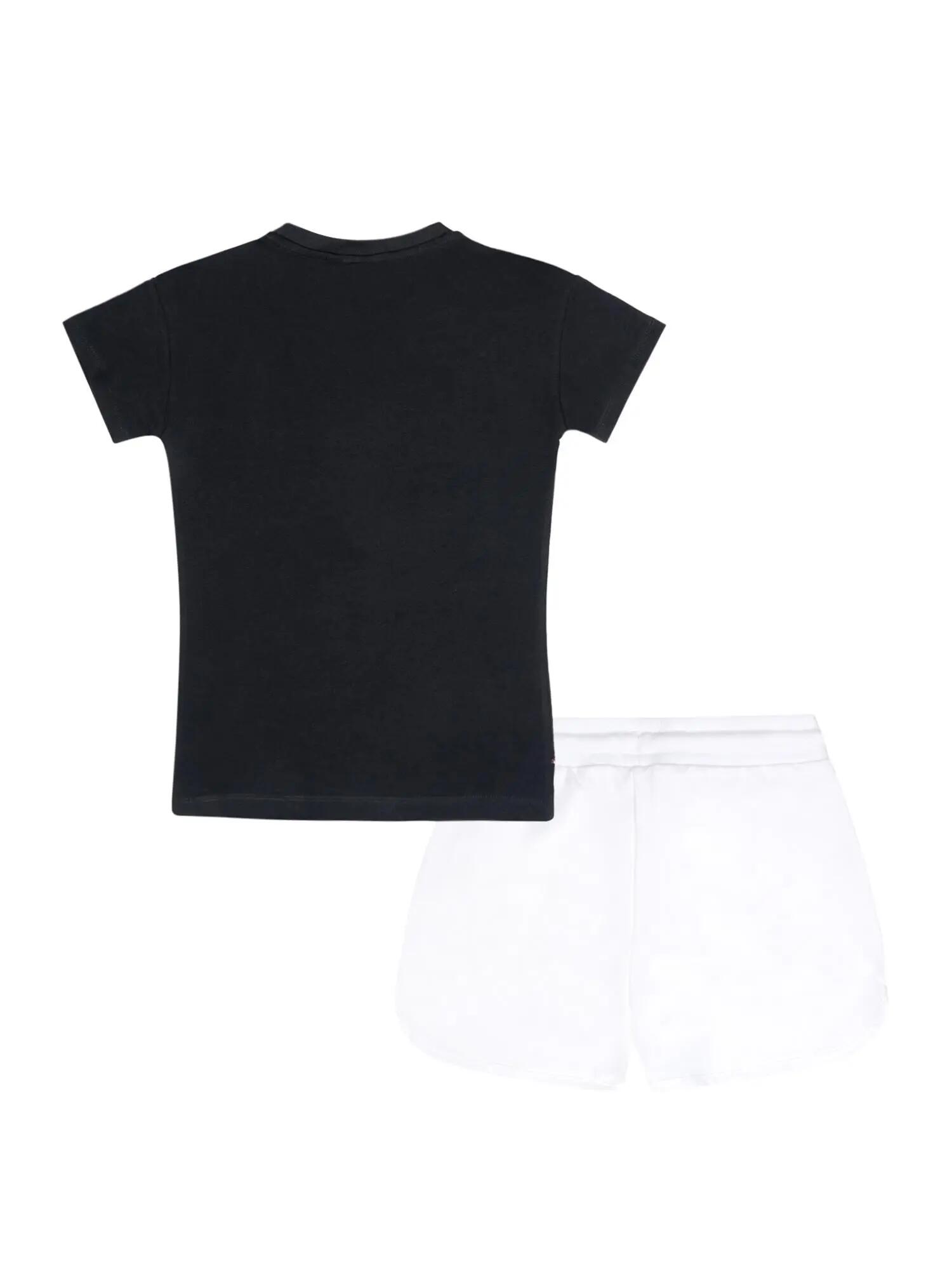 Ensemble T-shirt et short en coton à motif lion arc-en-ciel pour filles 2/4