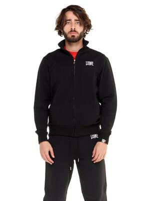 Leone basic heren non-sweatshirt met kraag en ritssluiting