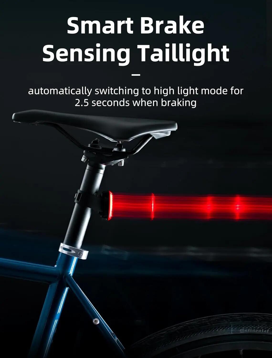 Feu arrière vélo smart freinage auto et magnétique 4/7