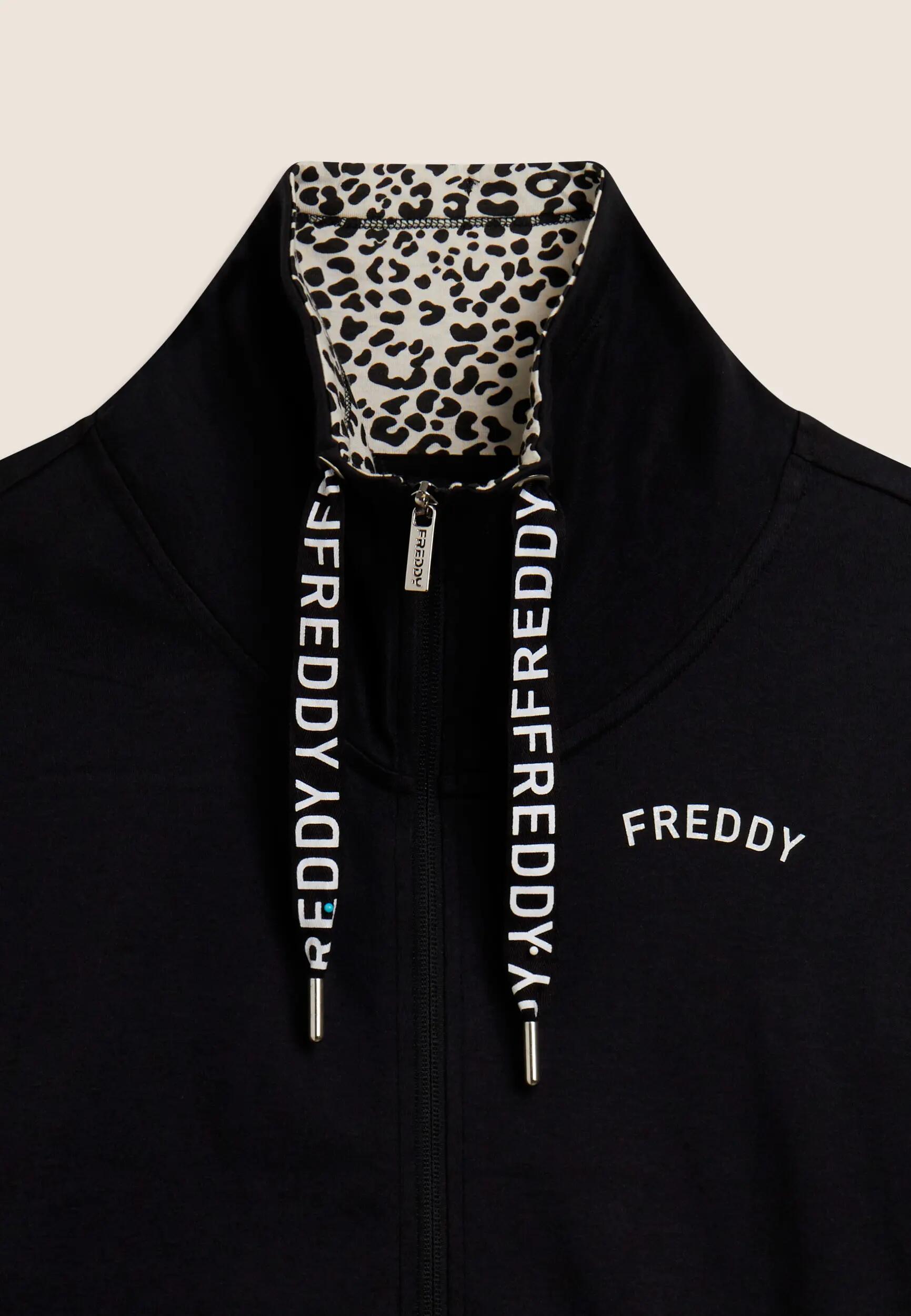Jumpsuit met ritssluiting en hoge kraag met animalier voering 7/7