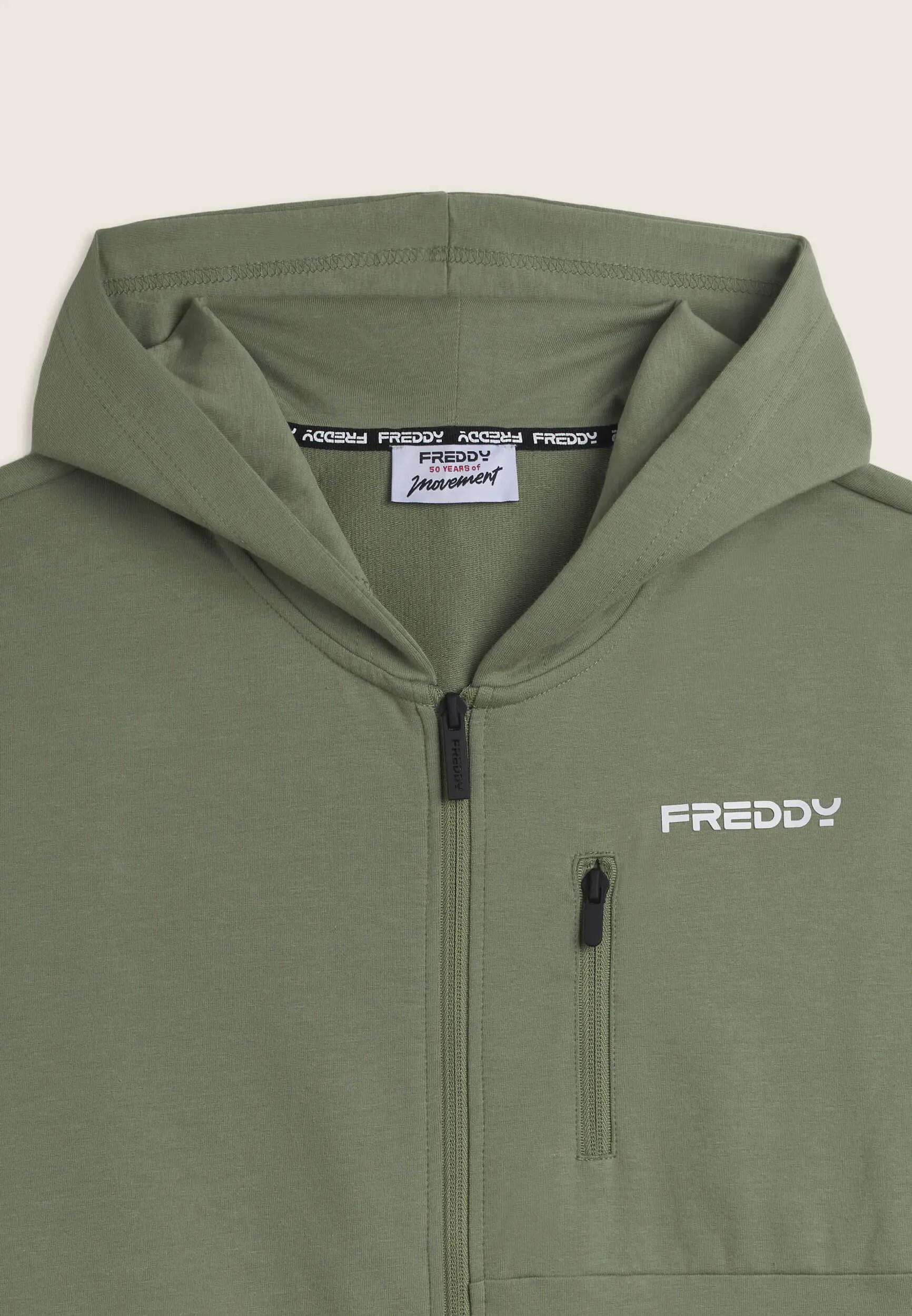 Survêtement homme en tissu de coton interlock avec capuche et fermeture éclair 7/8