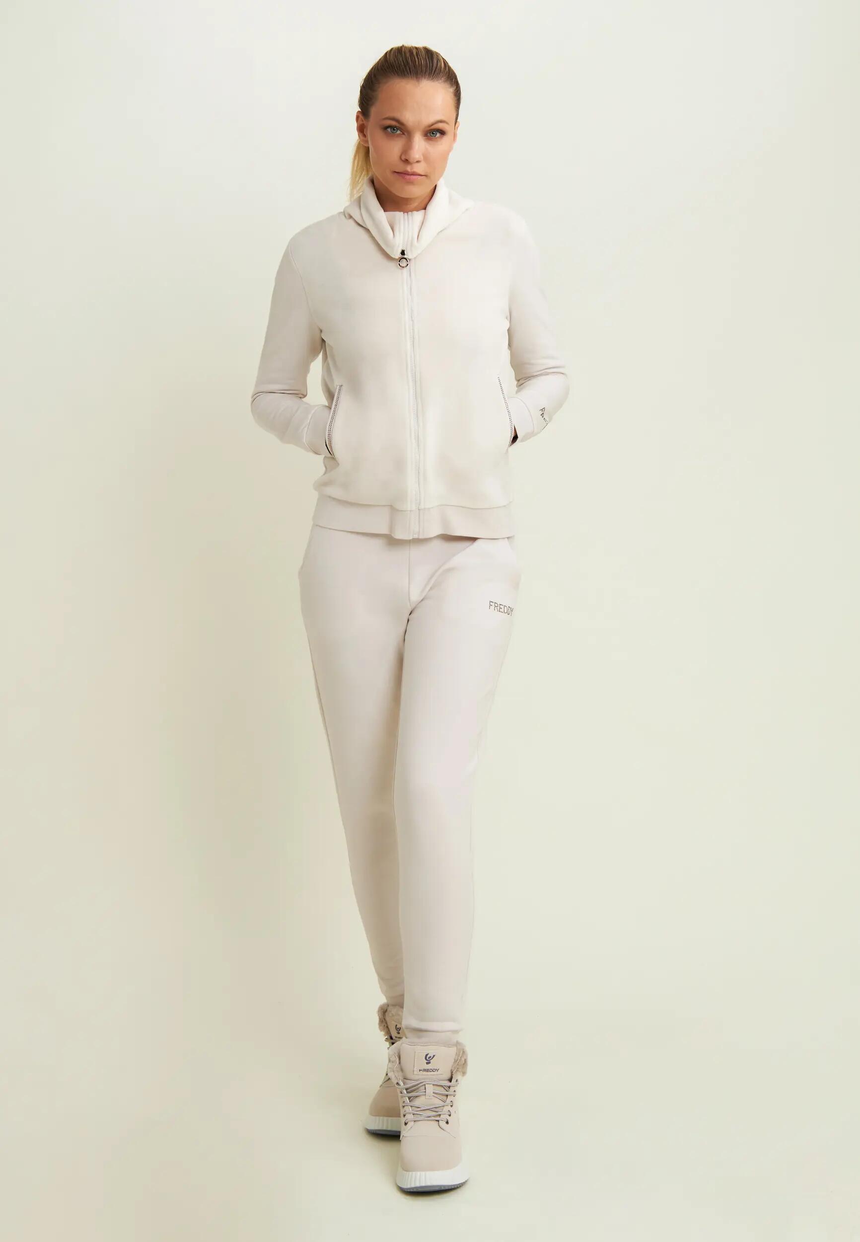 Sweat-shirt à col montant en velours pour femmes avec fermeture à glissière et l 8/8