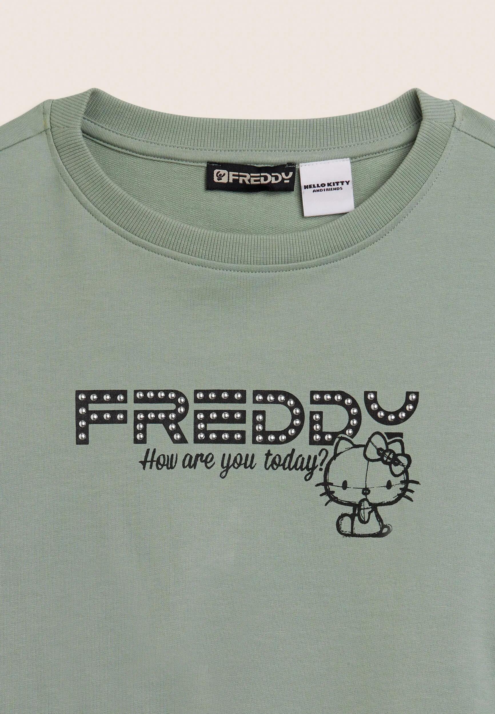 Sweat-shirt court à col rond avec logo Hello Kitty à clous 6/6