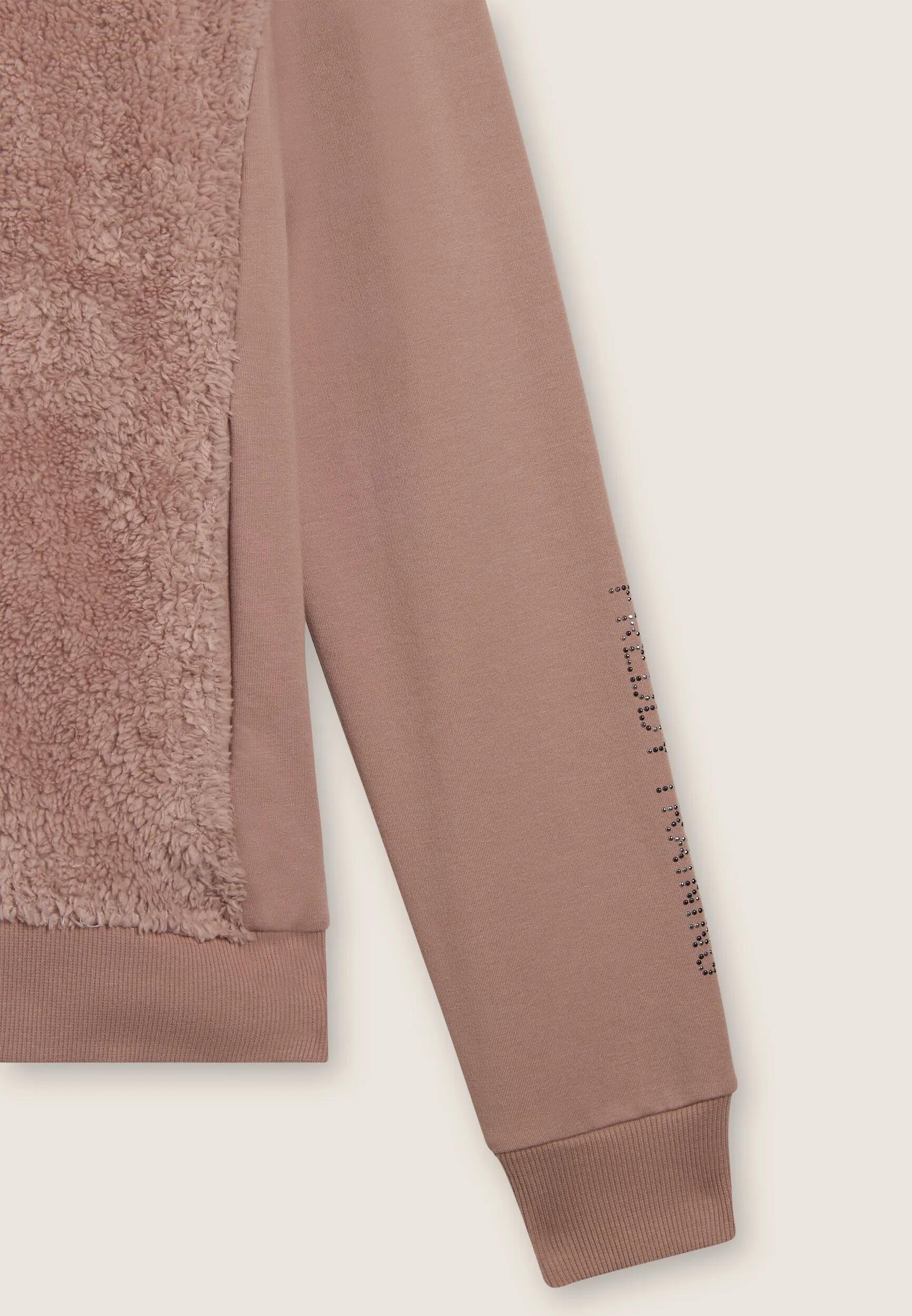 Sweat-shirt zippé avec col et devant en tissu Sherpa, logo en clous 6/6