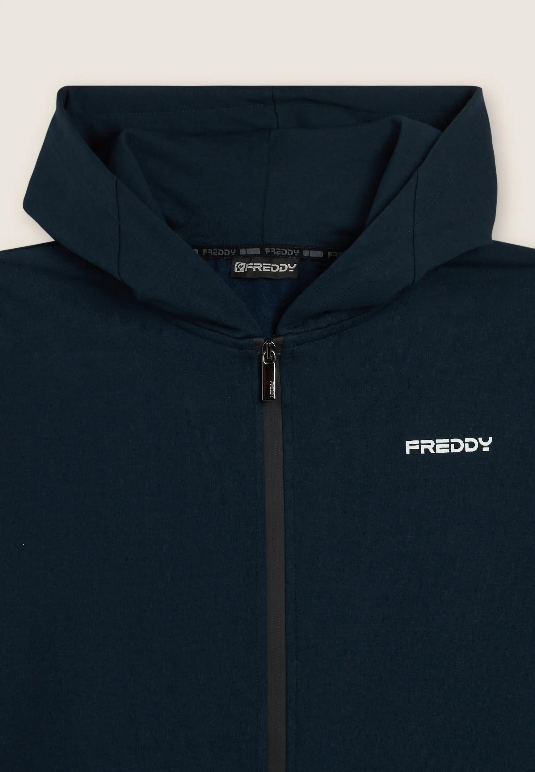 Felpa full zip con cappuccio in jersey e tasche a marsupio 6/6