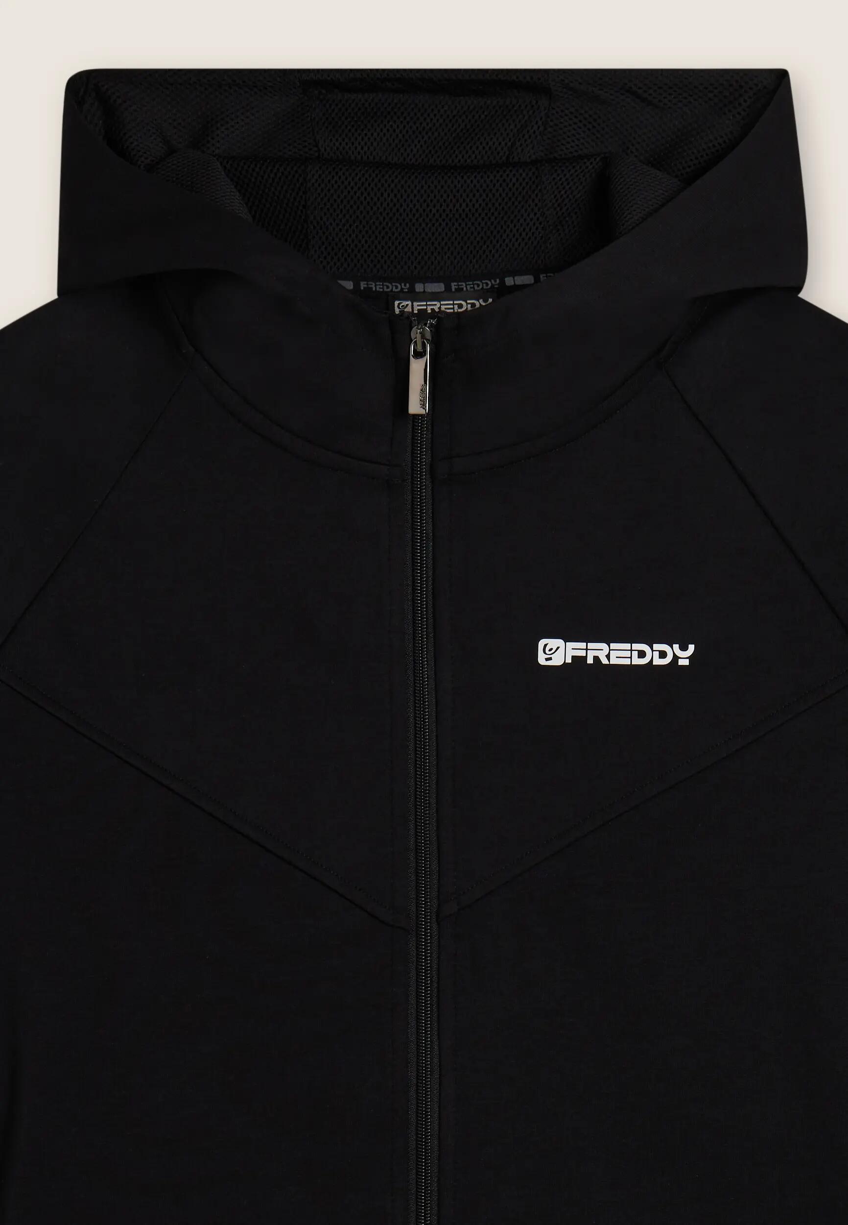 Felpa full zip con cappuccio mesh e cuciture a blocchi 6/6