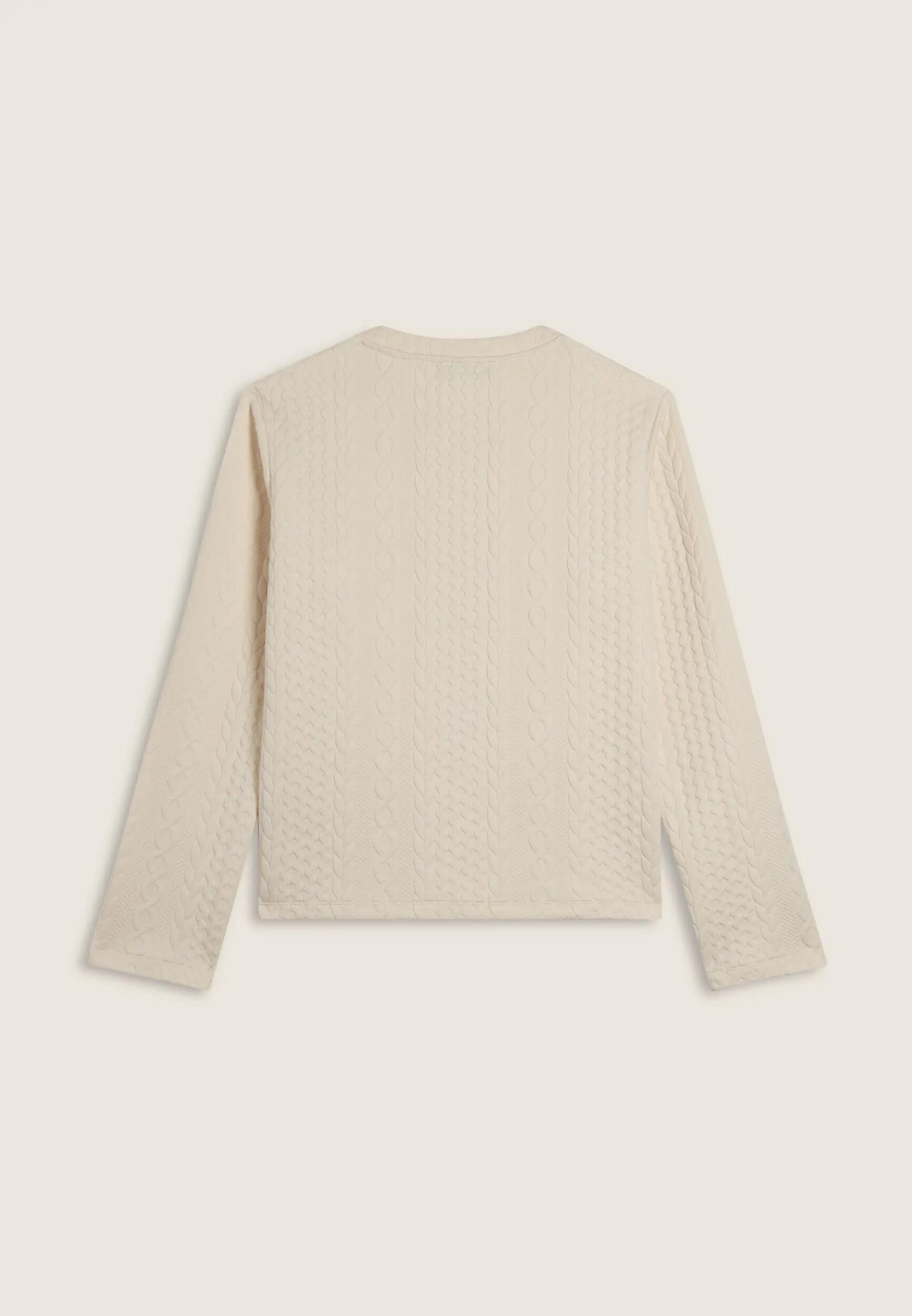 Sudadera de cuello redondo en tejido técnico de doble trenzado 5/6