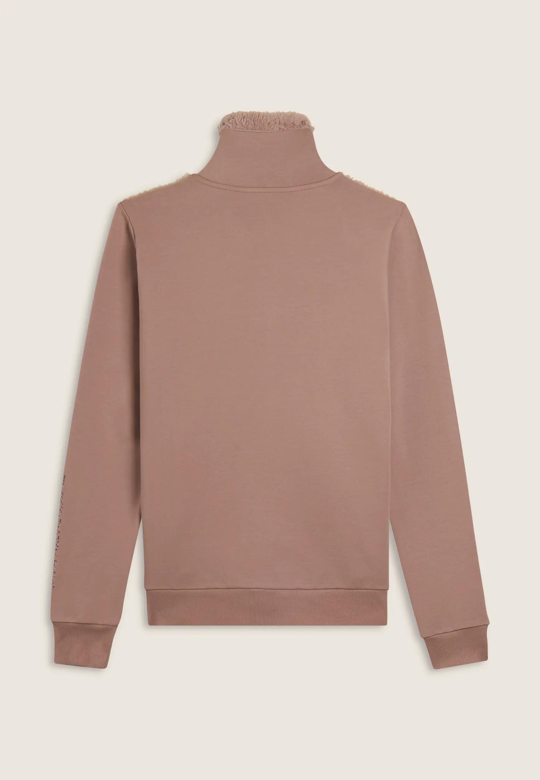Sweat-shirt zippé avec col et devant en tissu Sherpa, logo en clous 5/6