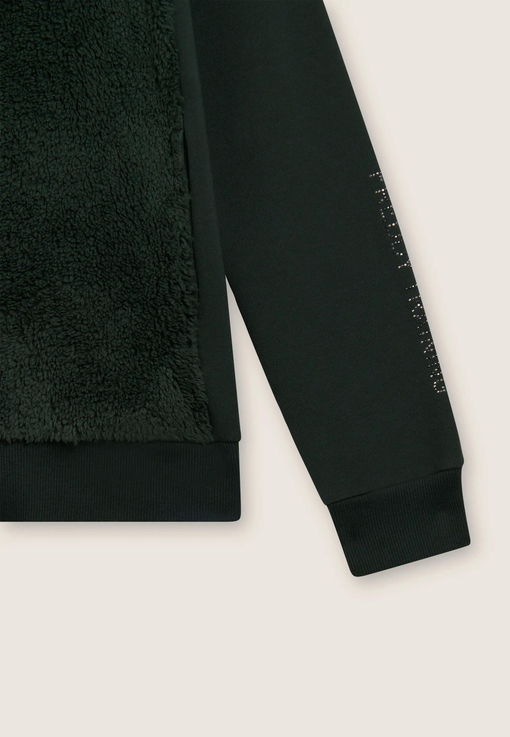 Sweat-shirt zippé avec col et devant en tissu Sherpa, logo en clous 7/7