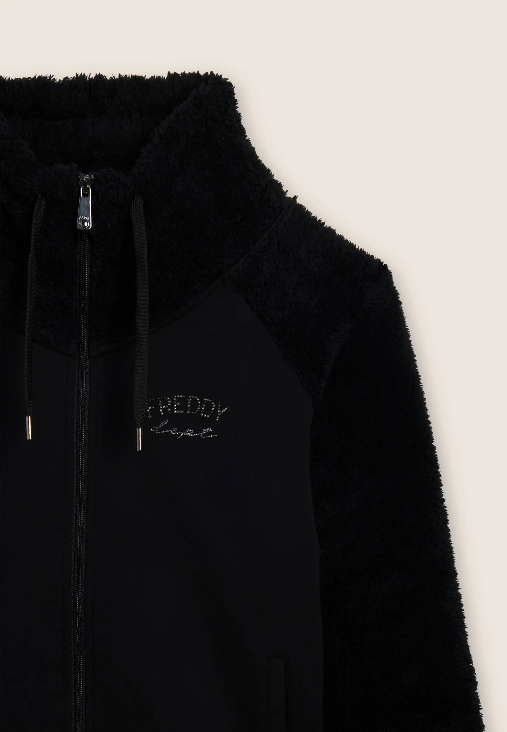 Felpa con zip e collo alto, maniche e collo in pile sherpa 5/5
