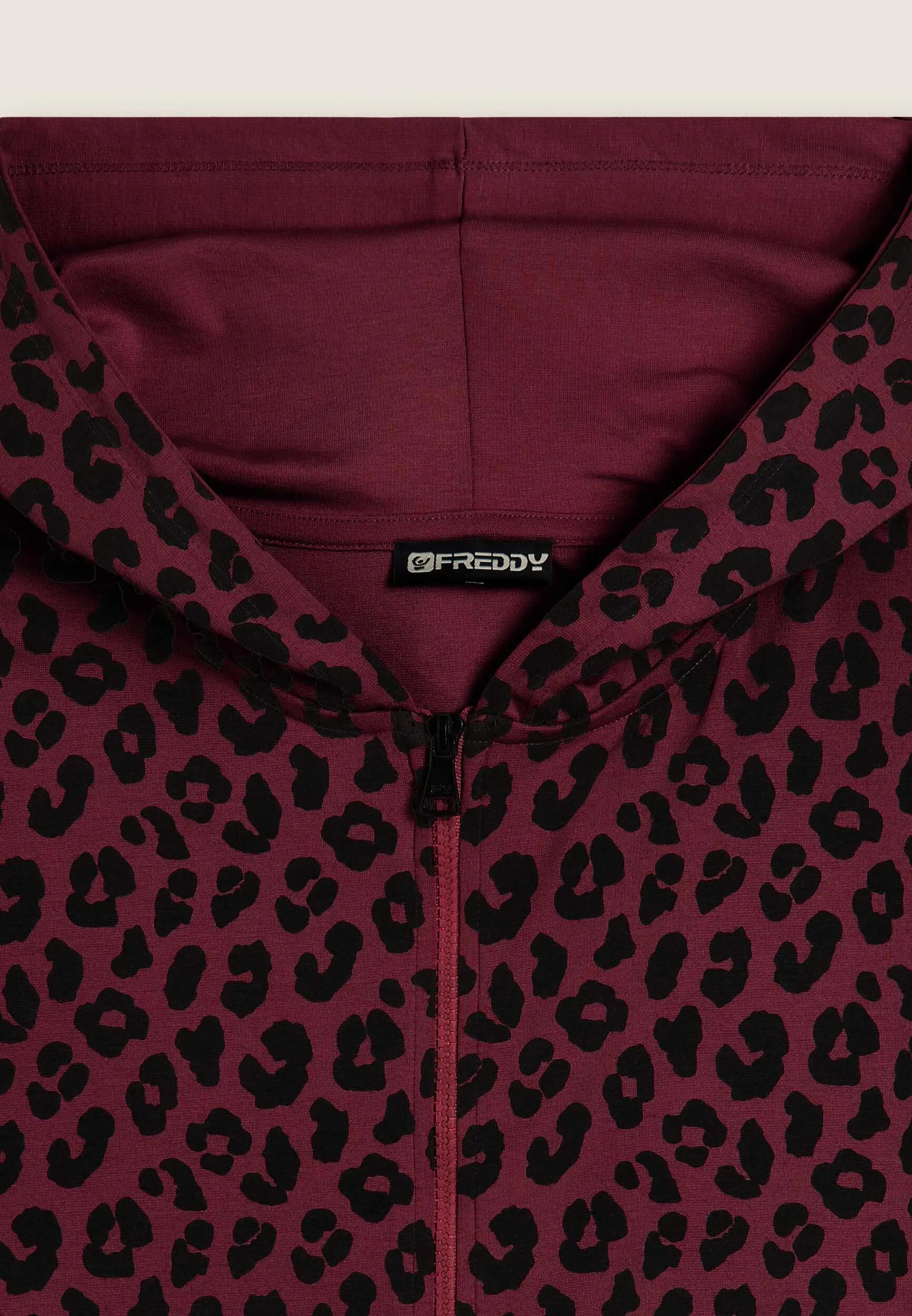 Sweat-shirt pour femmes imprimé léopard avec fermeture zippée et capuche 6/6
