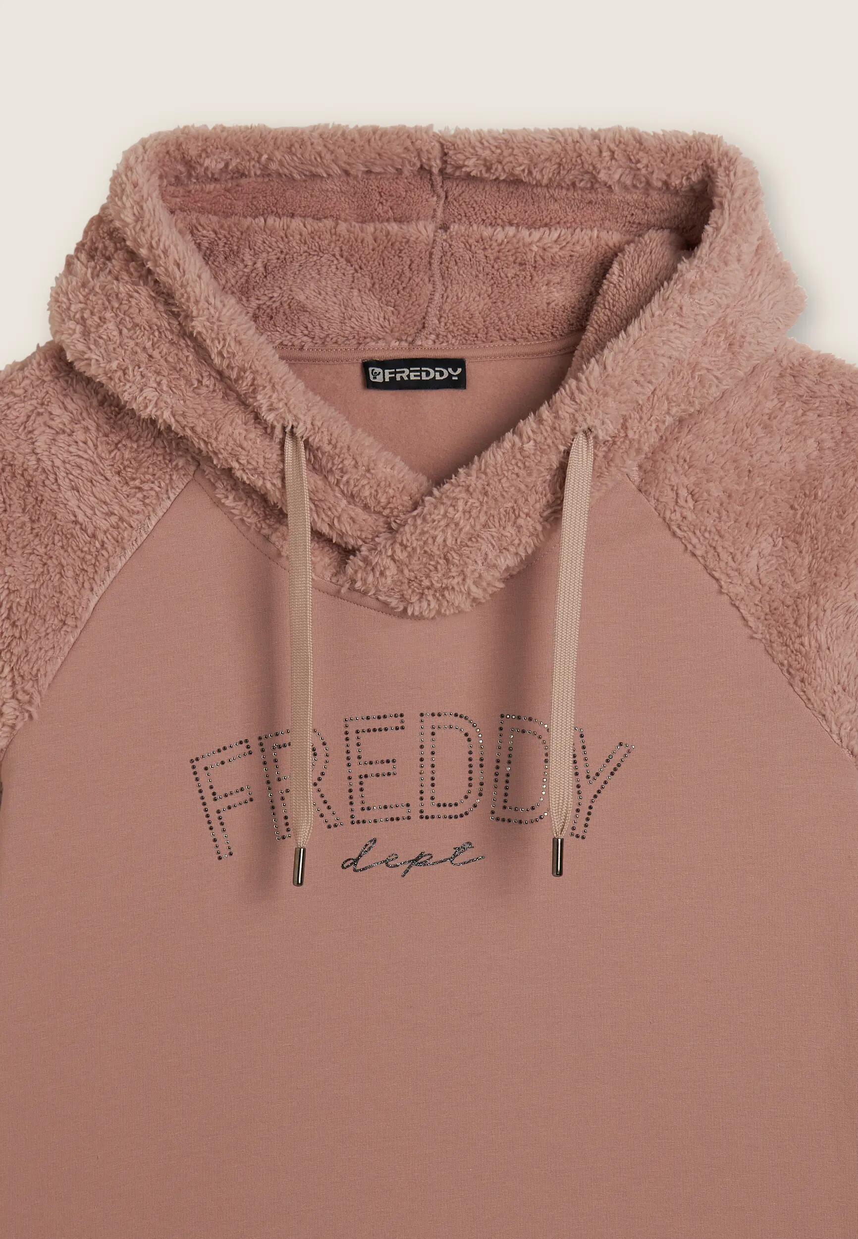 Sweat-shirt à capuche croisée et manches en tissu Sherpa 6/6