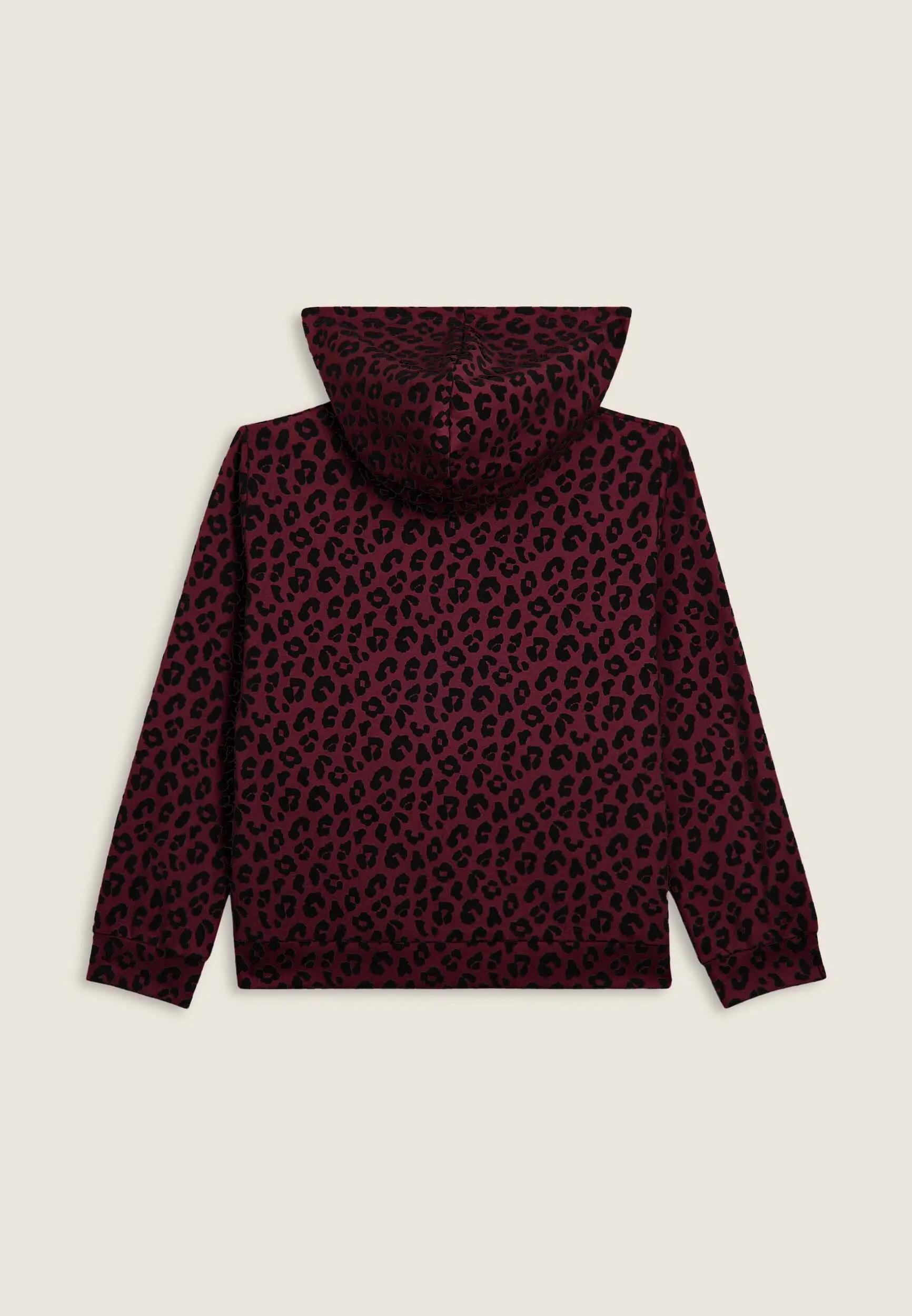 Sweat-shirt pour femmes imprimé léopard avec fermeture zippée et capuche 5/6