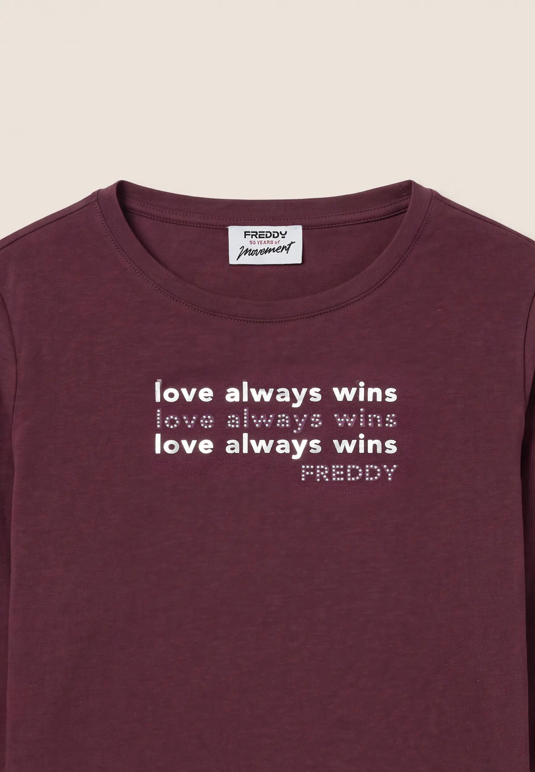 T-shirt manica lunga "Love Always Win" con perline 6/6