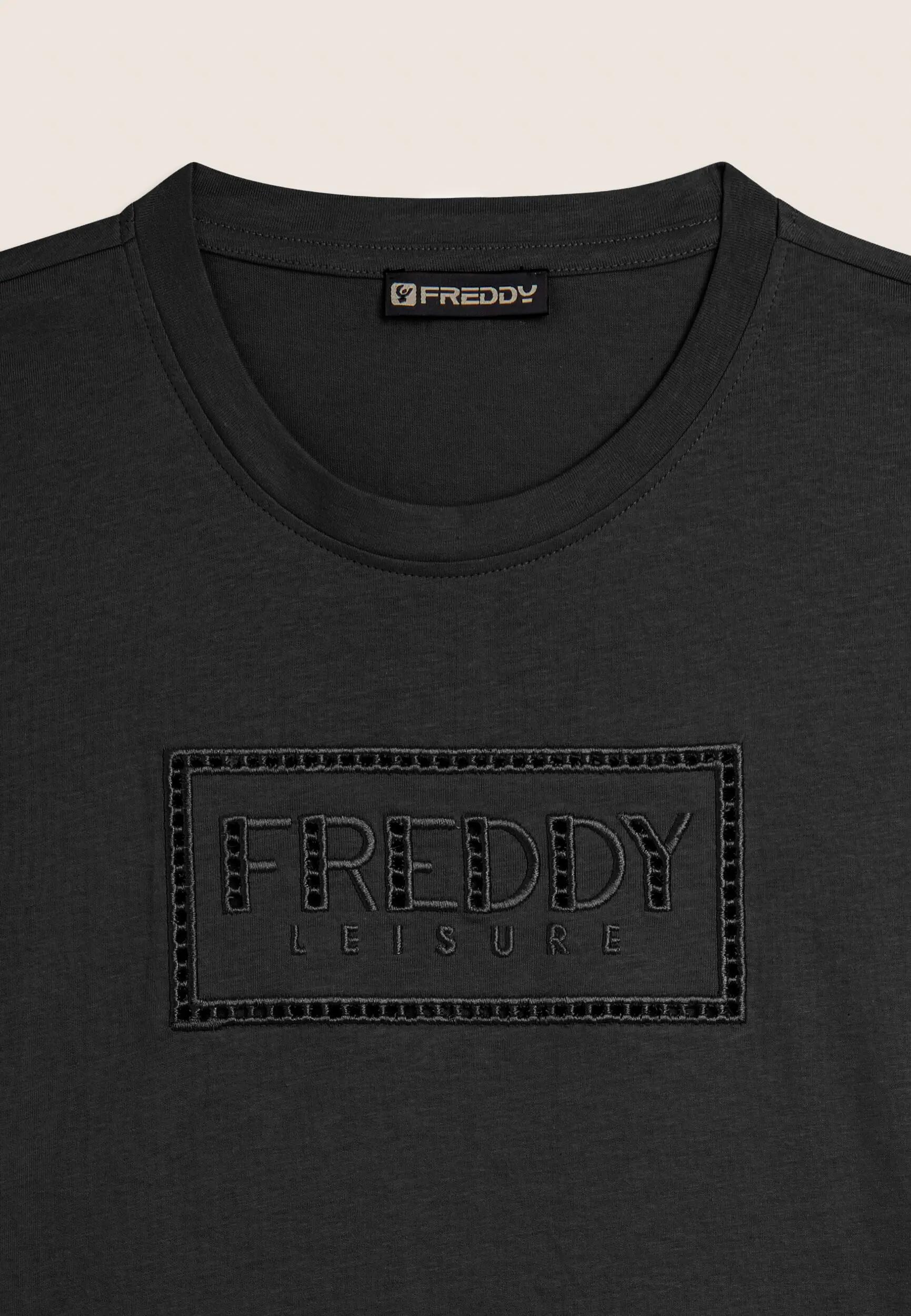 T-shirt con Maniche ad Aletta e Logo Ricamato 7/7
