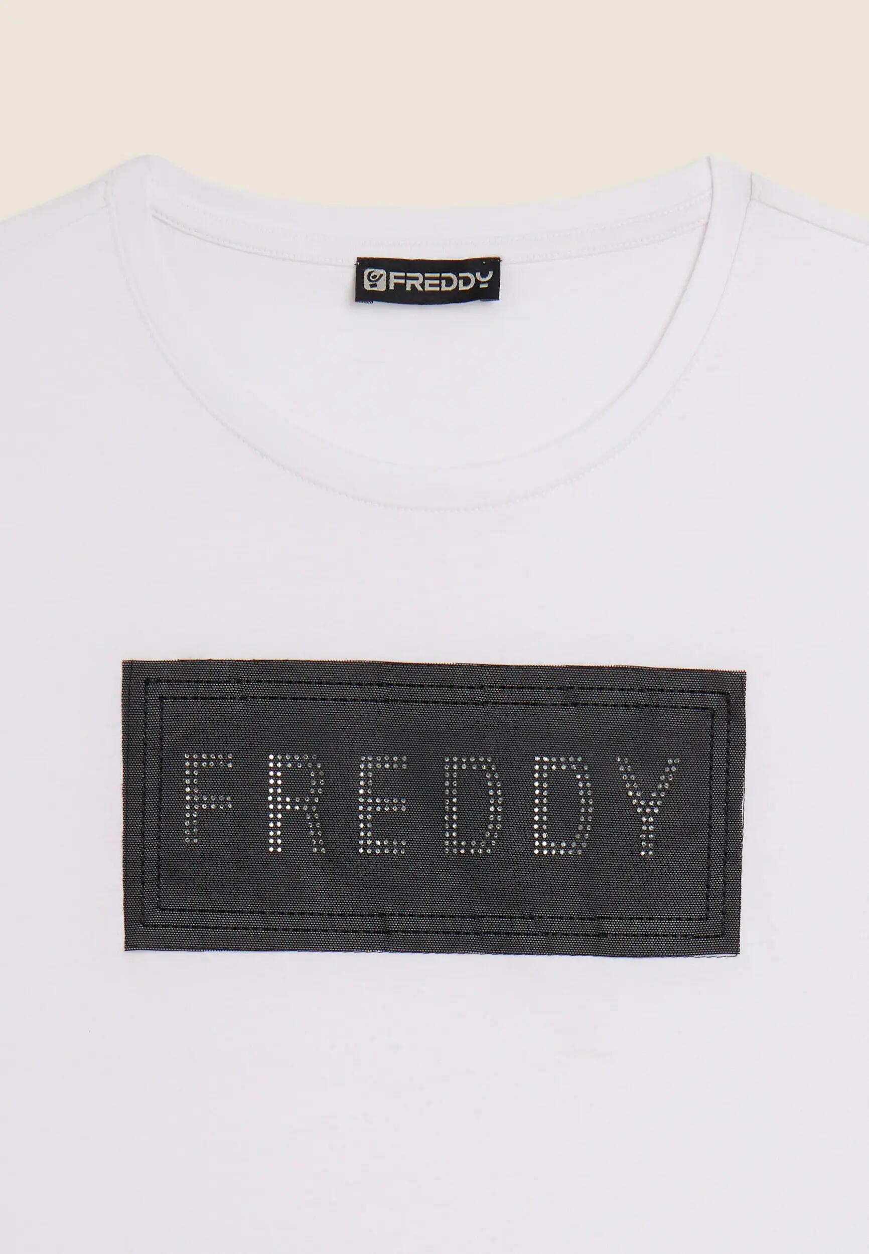Camiseta con inserción de strass y rejilla 6/6