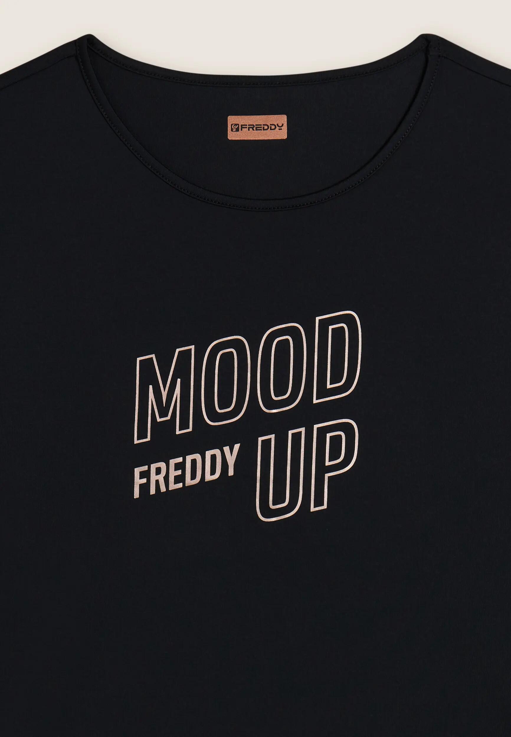 T-shirt cropped con maniche ampie e stampa Mood Up 6/6