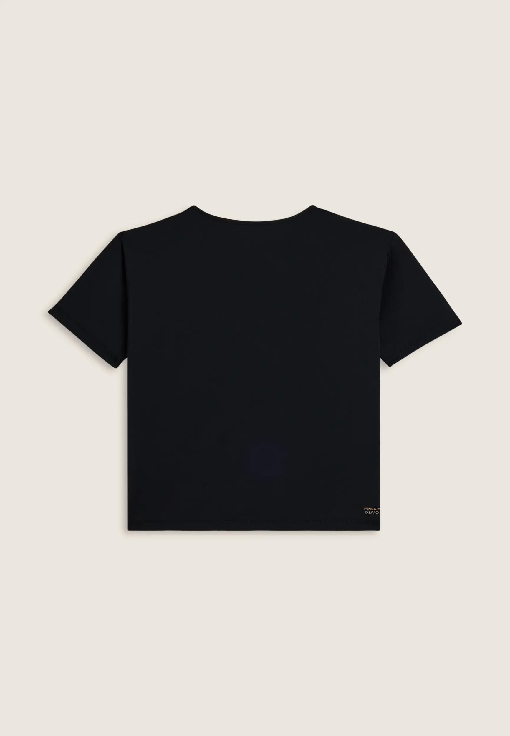 T-shirt cropped con maniche ampie e stampa Mood Up 5/6