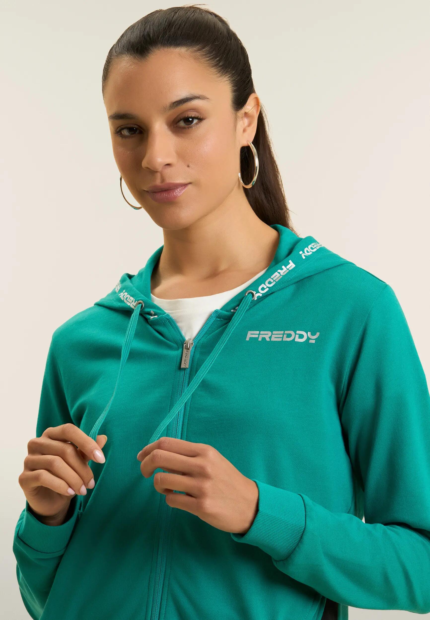 Tuta con zip e cappuccio, inserti a contrasto e dettagli logo 8/8