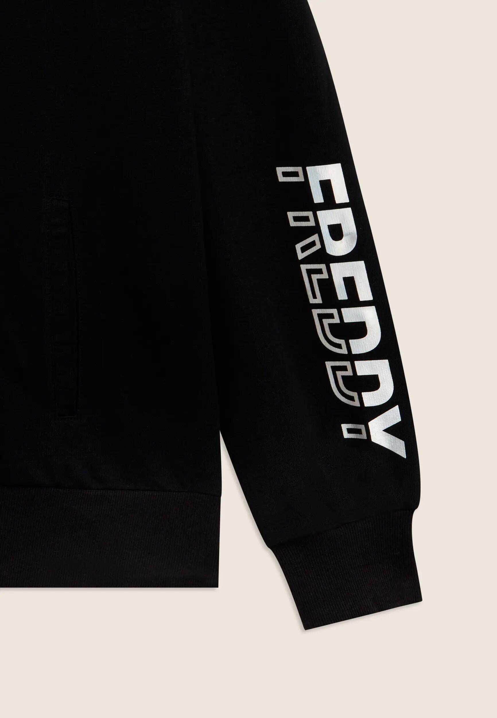 Felpa con zip e cappuccio con logo perlato sulla manica 7/7