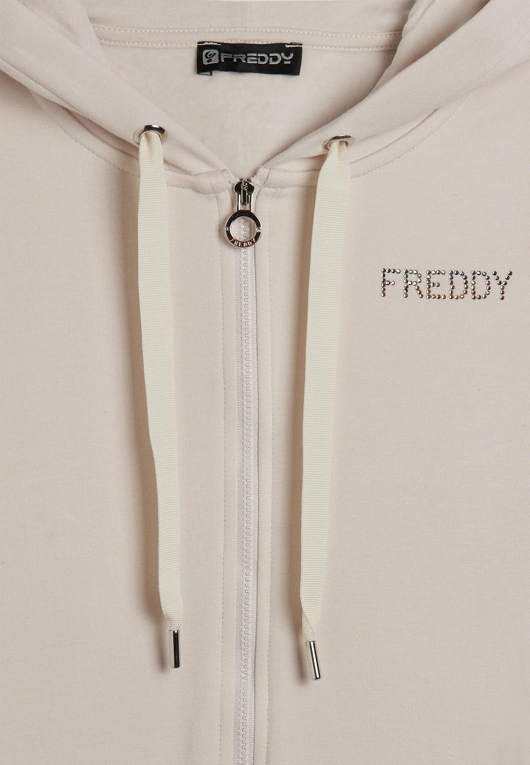 Felpa sportiva da donna cappuccio e zip con strass bicolore 6/6