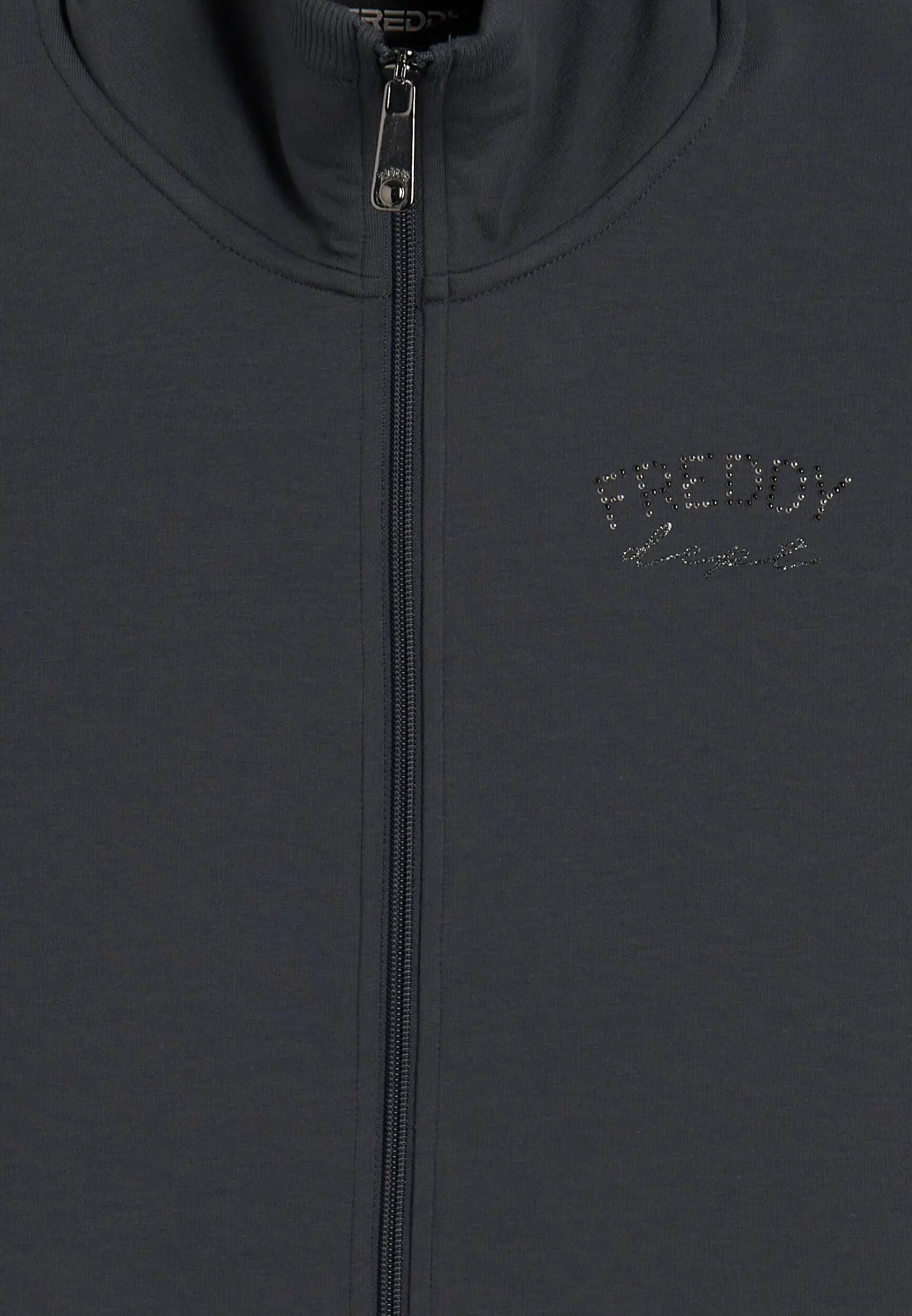 Sudadera de cremallera completa, cuello alto e inserciones geométricas 6/6