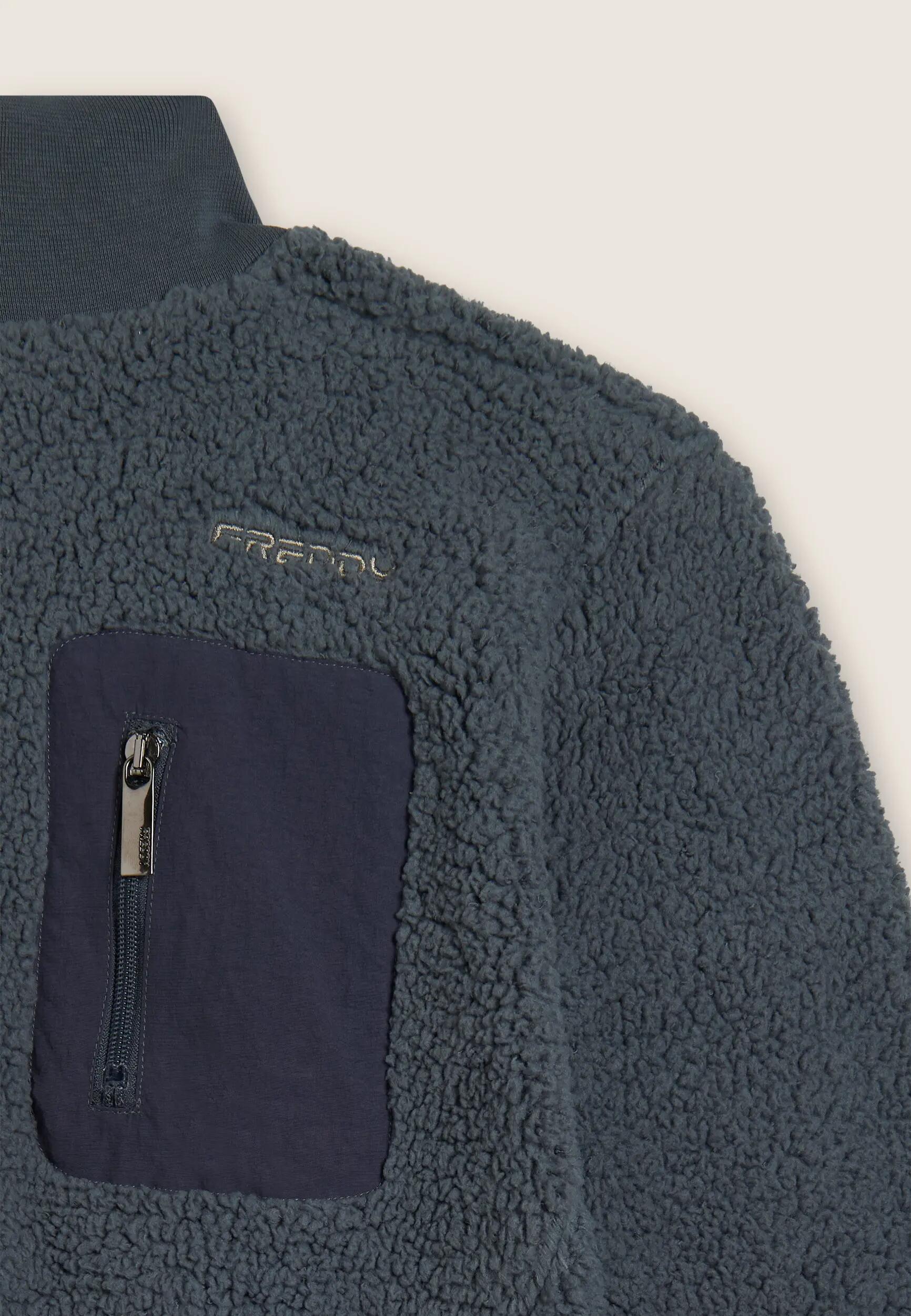 Felpa in pile sherpa con collo alto e zip 6/6