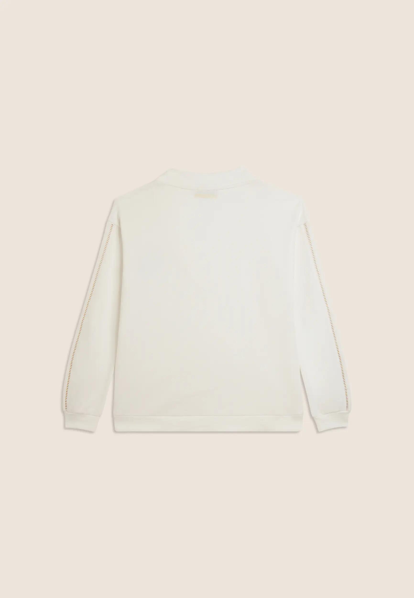 Sweat-shirt à col en V avec épaule tombante et détails brodés 5/6
