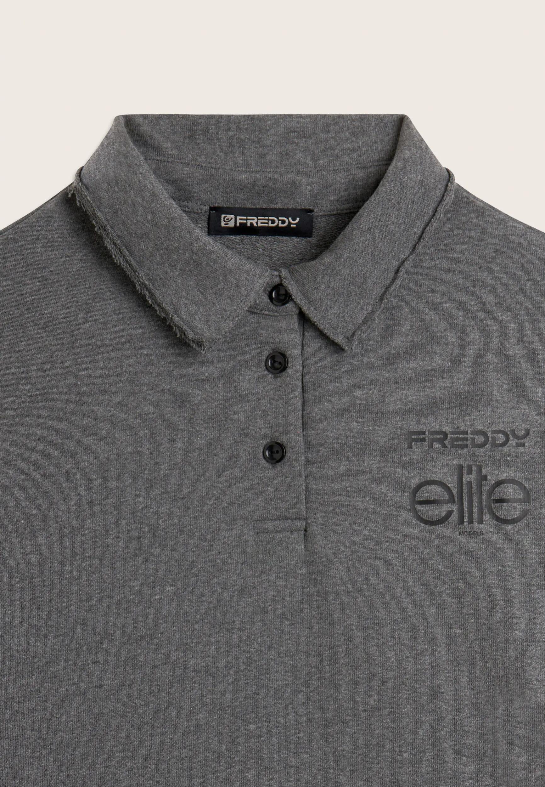 Sweat-shirt court Femme en tissu mélangé avec encolure polo Freddy pour ELITE 7/7