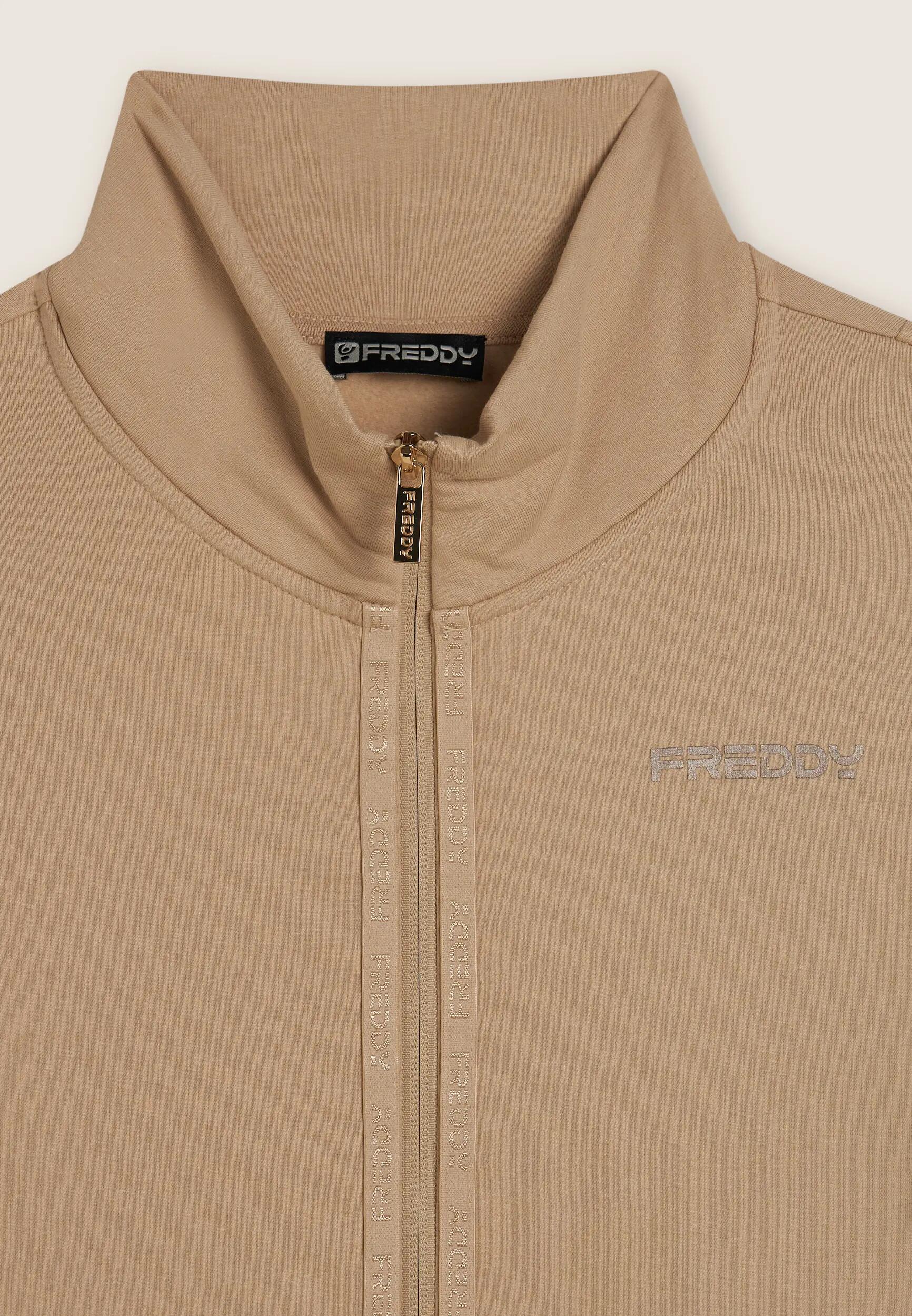 Felpa da donna zip e collo alto con logo minimal 6/6
