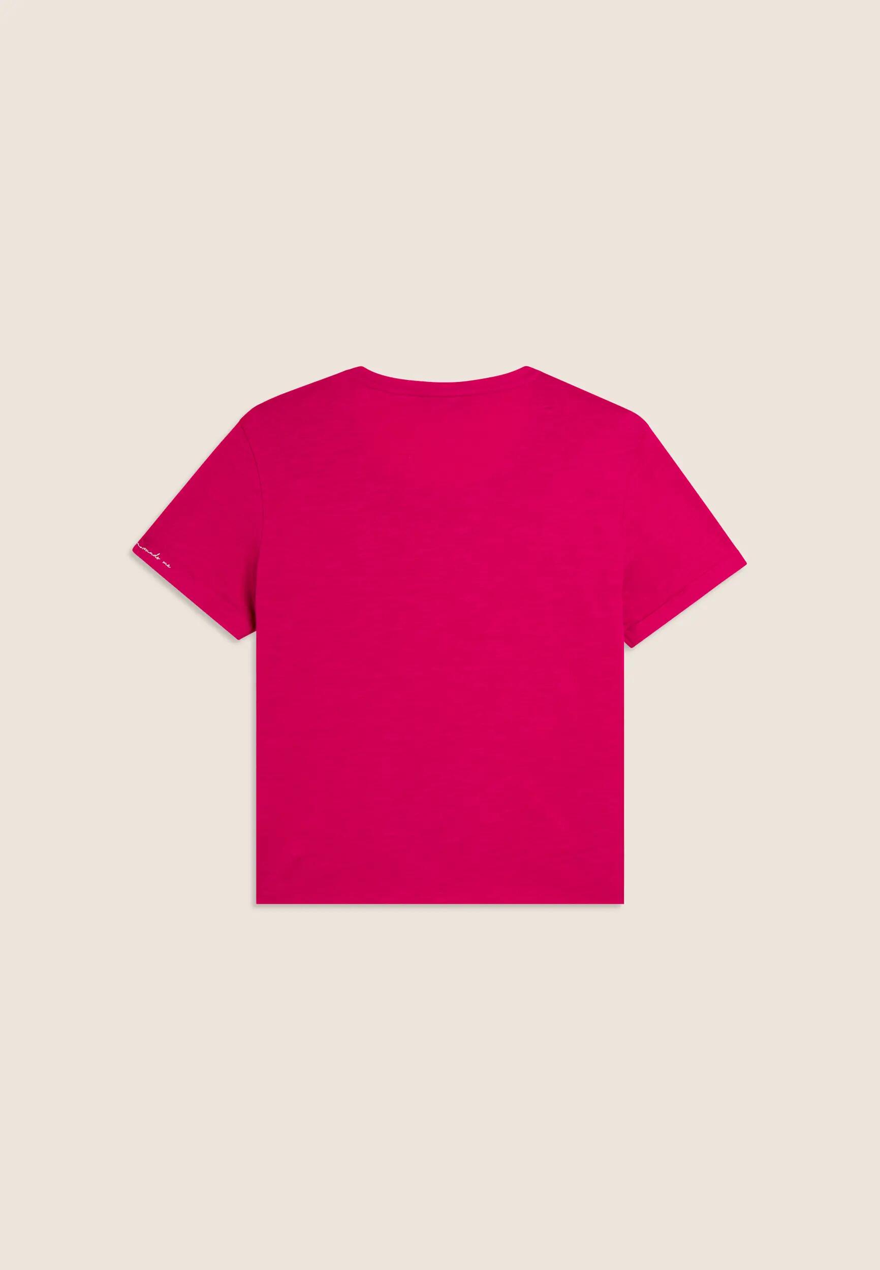 Cropped T-shirt van gemêleerde jersey met omgeslagen mouwen 5/6