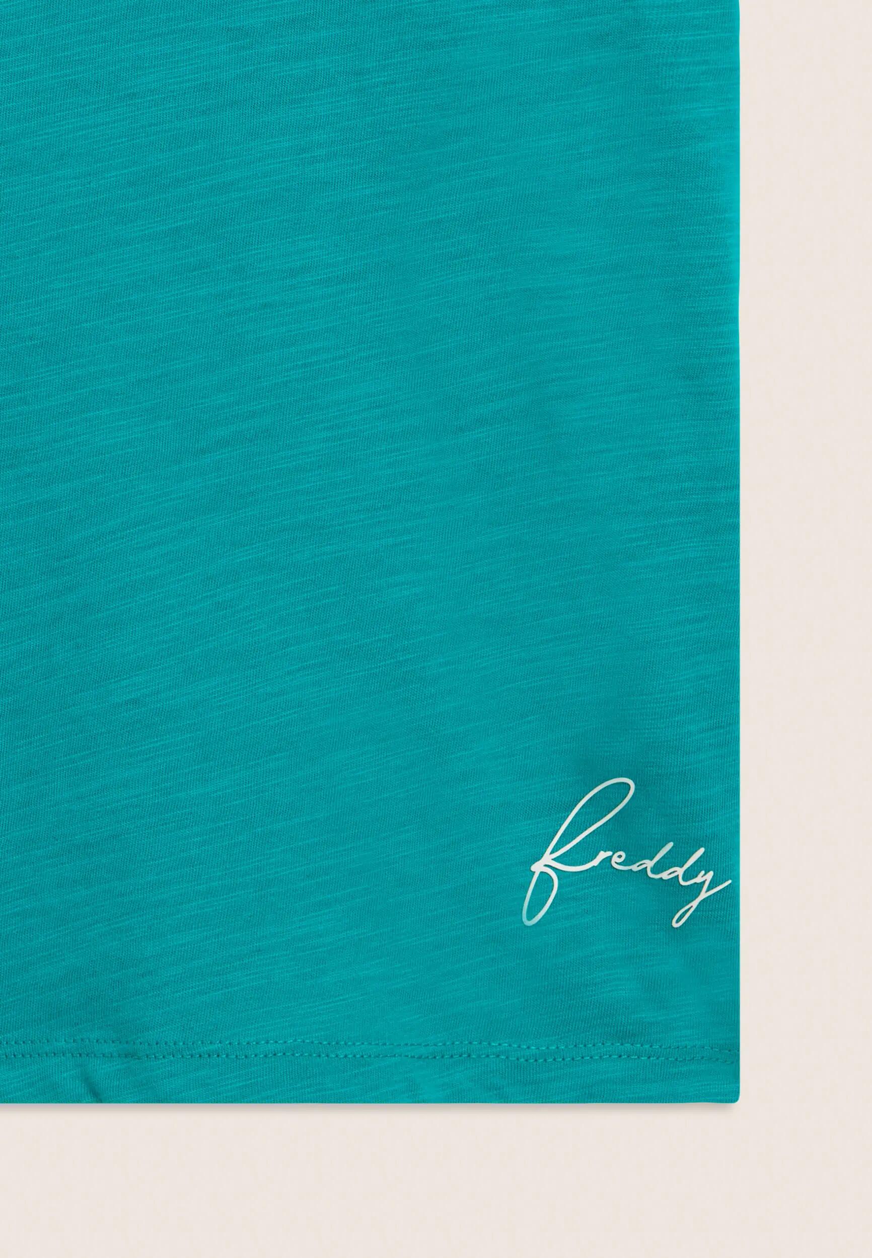 T-shirt cropped in jersey fiammato con risvolto sulle maniche 6/6