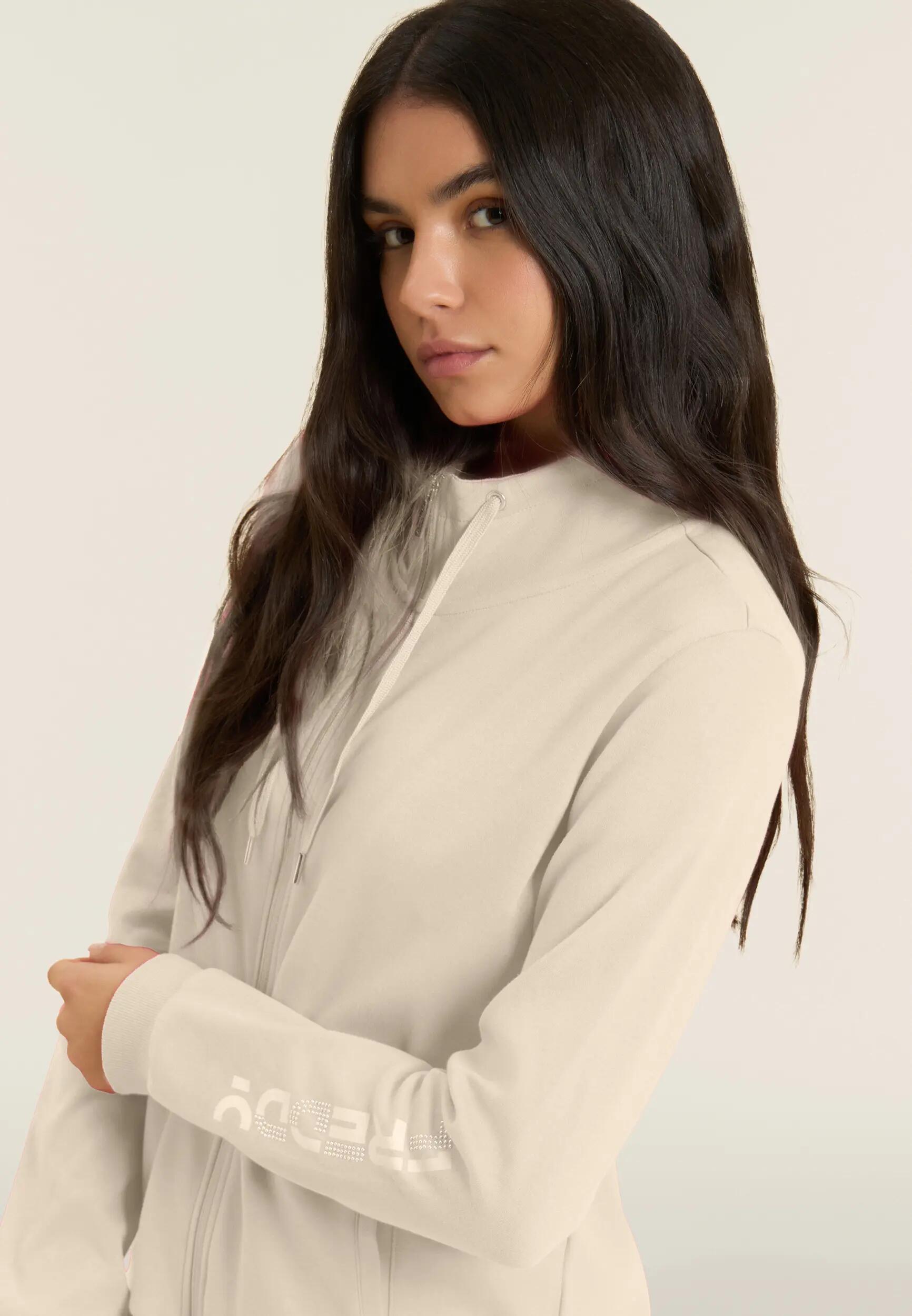 Jumpsuit met ritssluiting en hoge kraag, logo met parels op de mouw 8/8