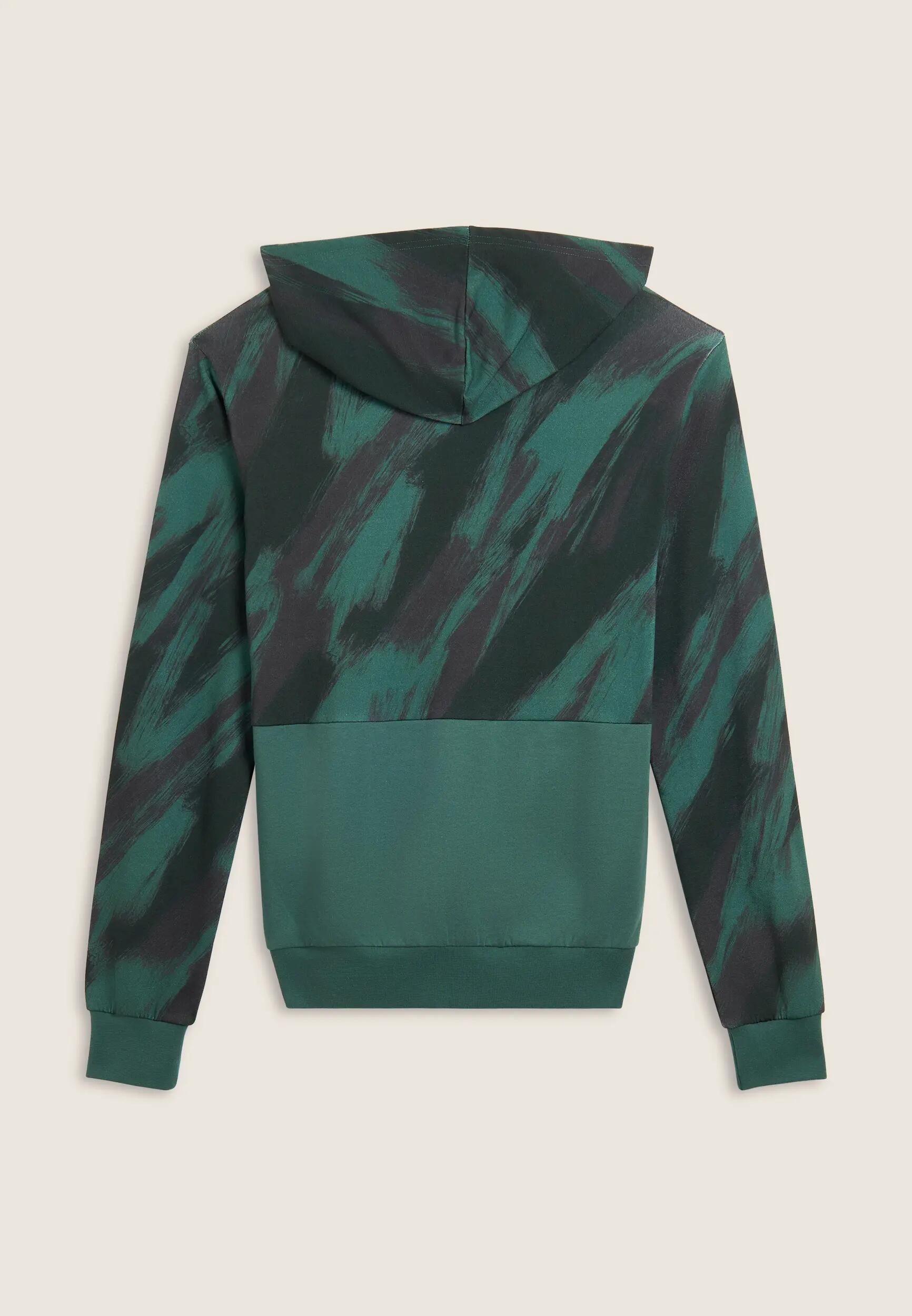 Sweat-shirt imprimé avec capuche et empiècements de couleur uniforme 5/6