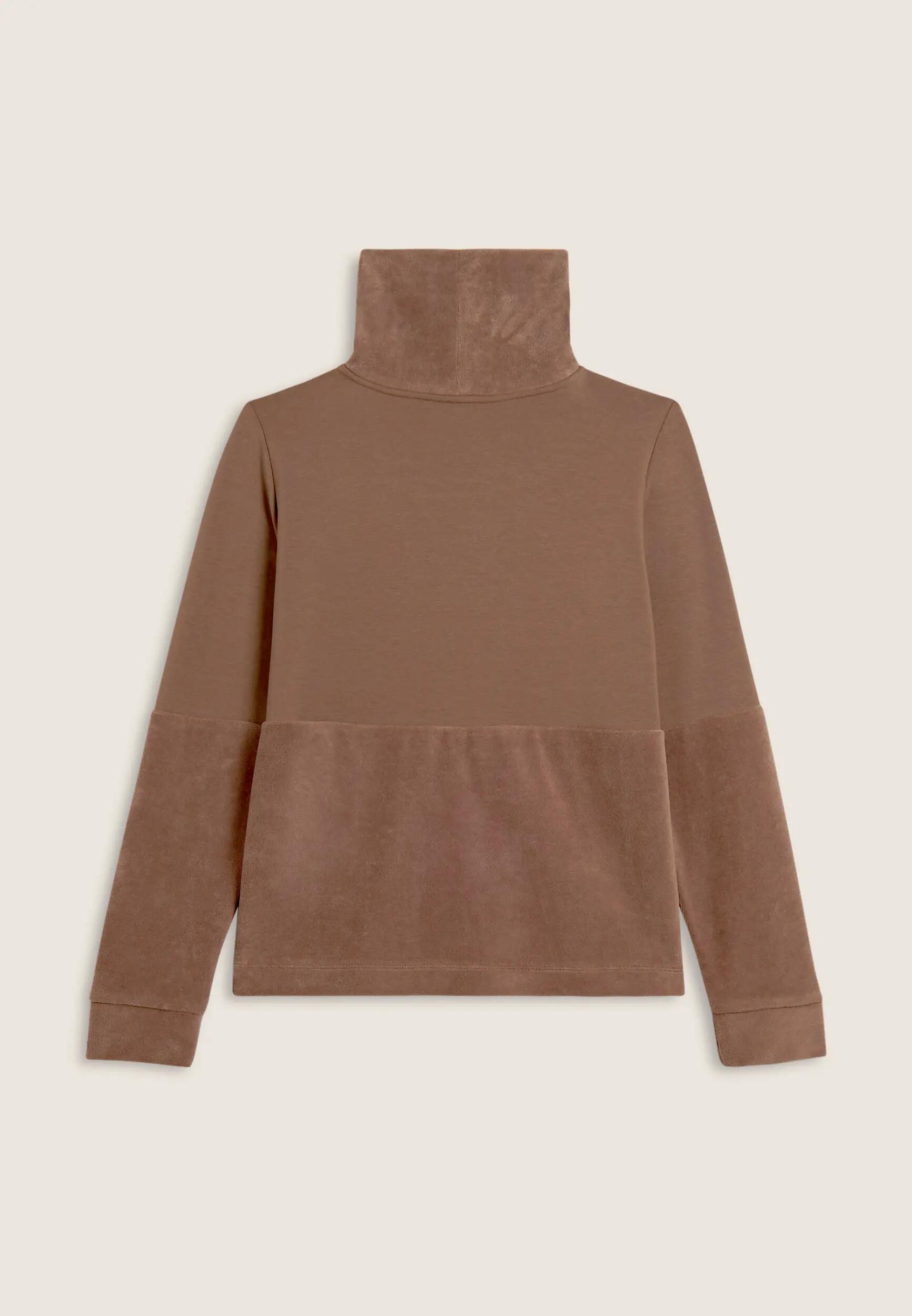 Sudadera para mujer con bajo y cuello de terciopelo 5/6
