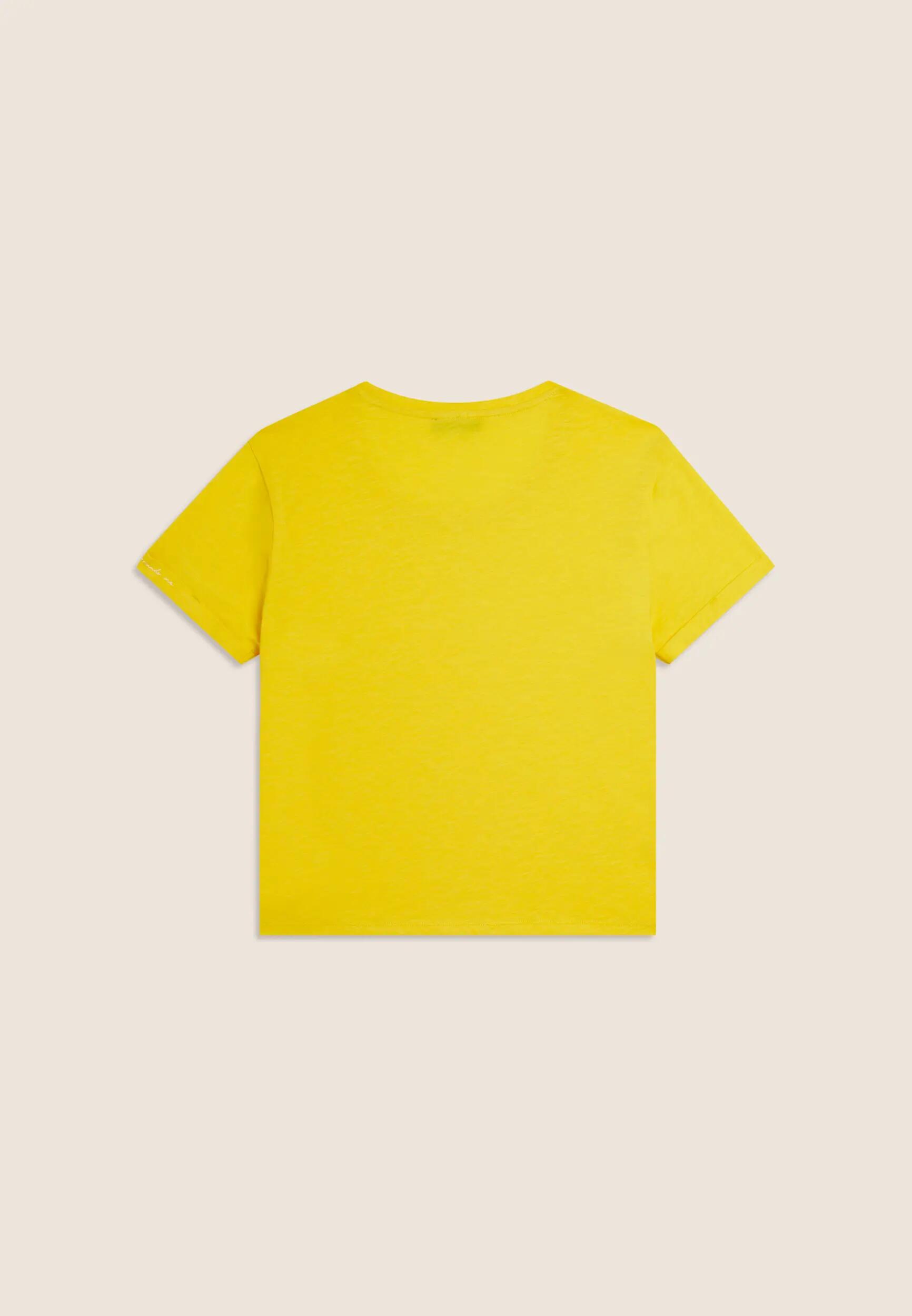 Cropped T-shirt van gemêleerde jersey met omgeslagen mouwen 5/6