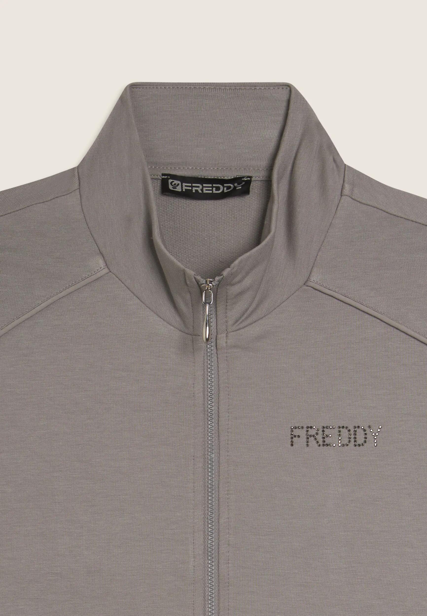 Felpa Zip e fondo asimmetrico con logo FREDDY in strass 6/6