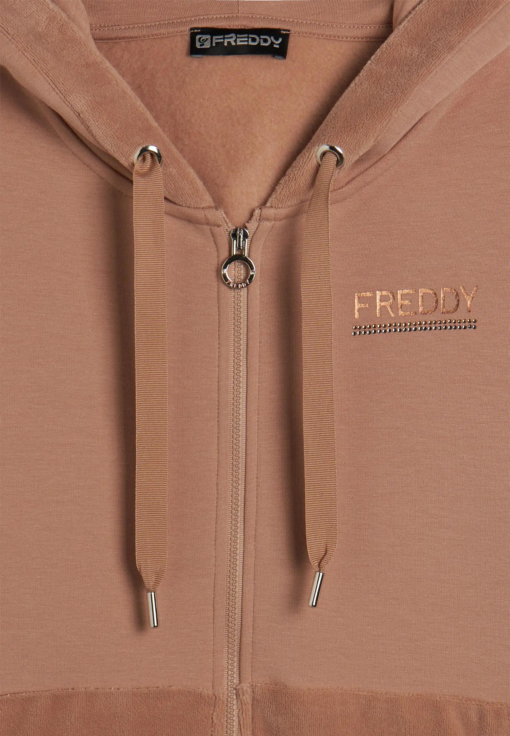 Sweat-shirt avec fermeture zippée et capuche pour femmes avec bord en velours 6/6