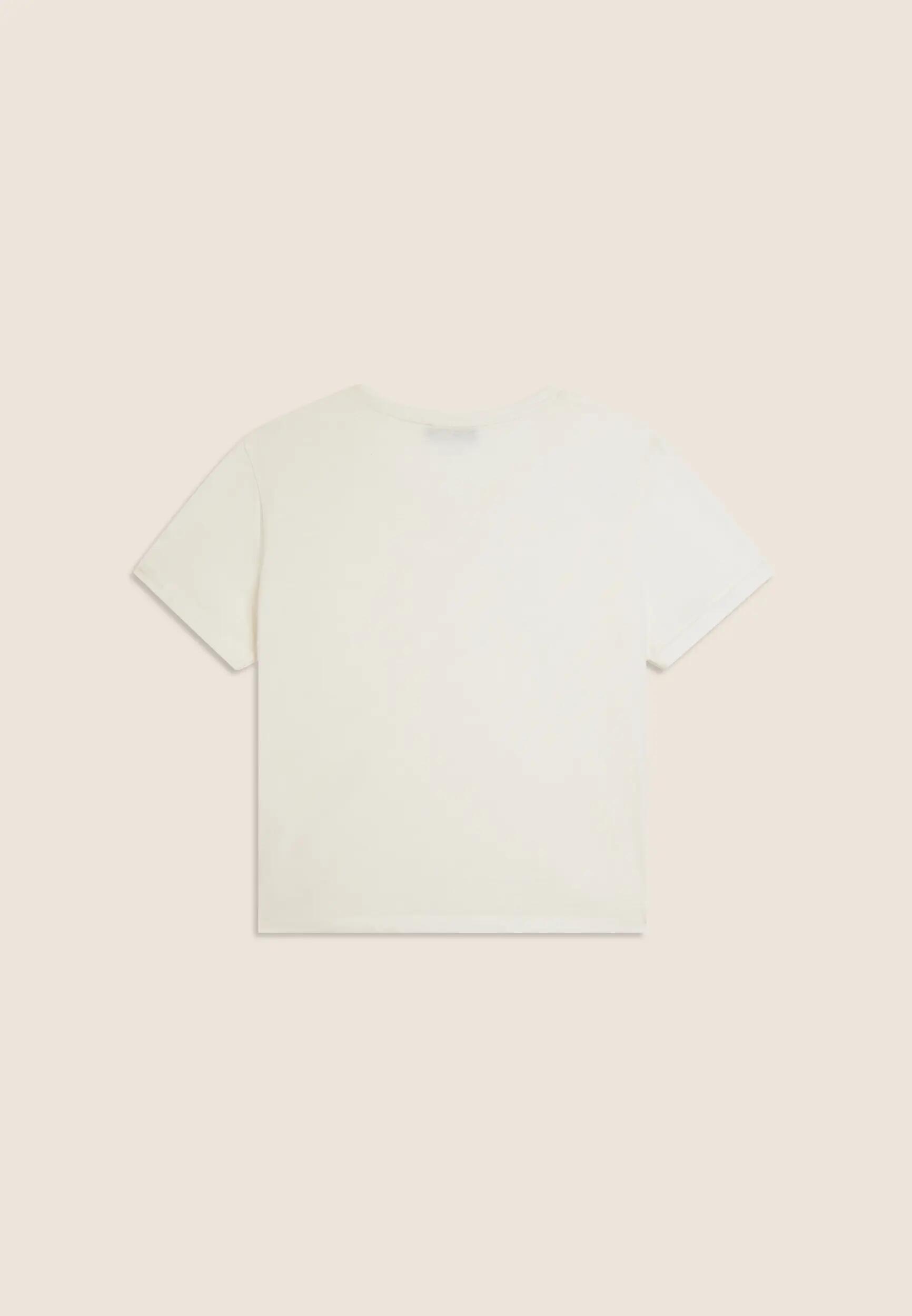 Cropped T-shirt van gemêleerde jersey met omgeslagen mouwen 5/6