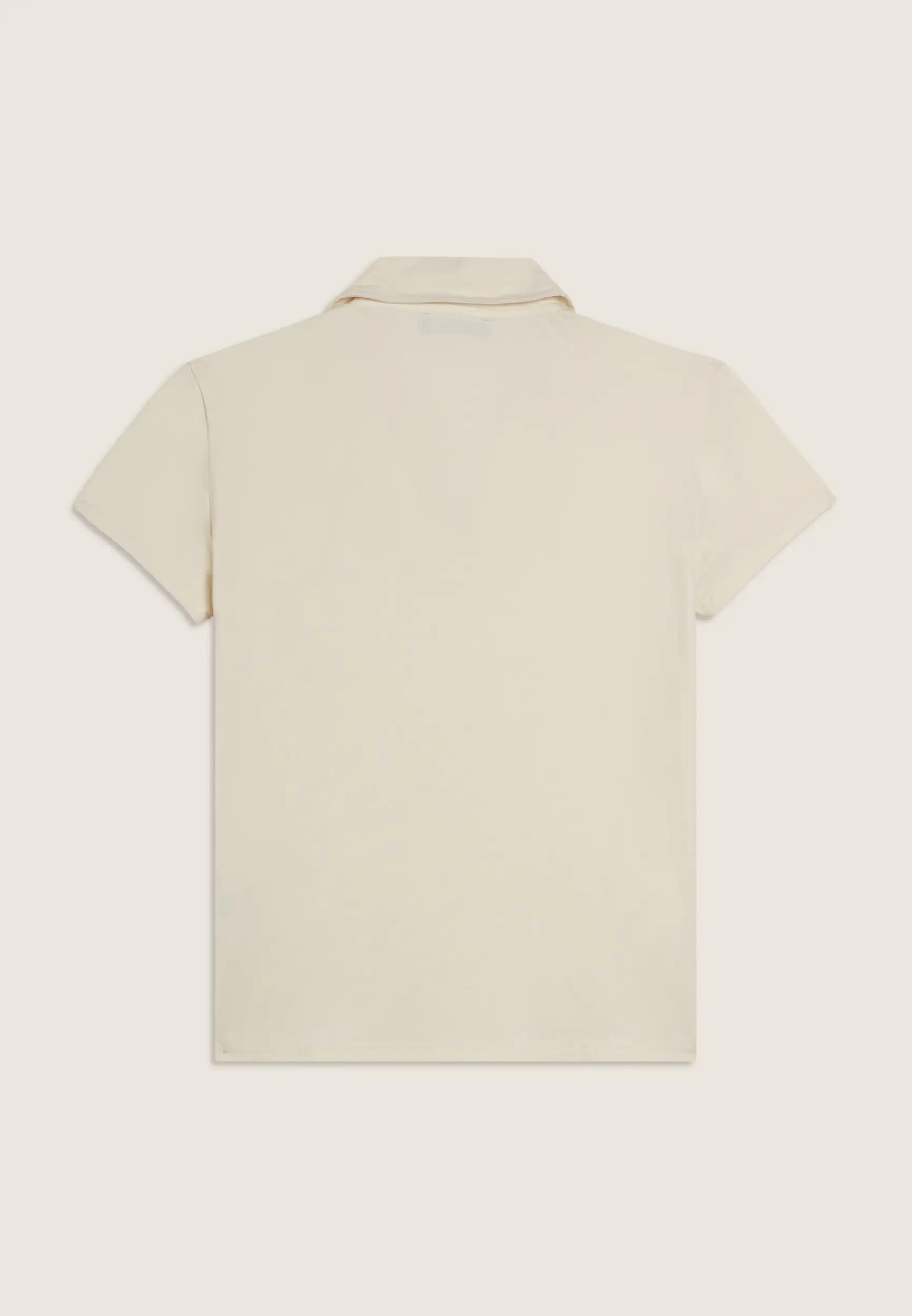 T-shirt met korte mouwen, V-hals en overhemdkraag 5/6