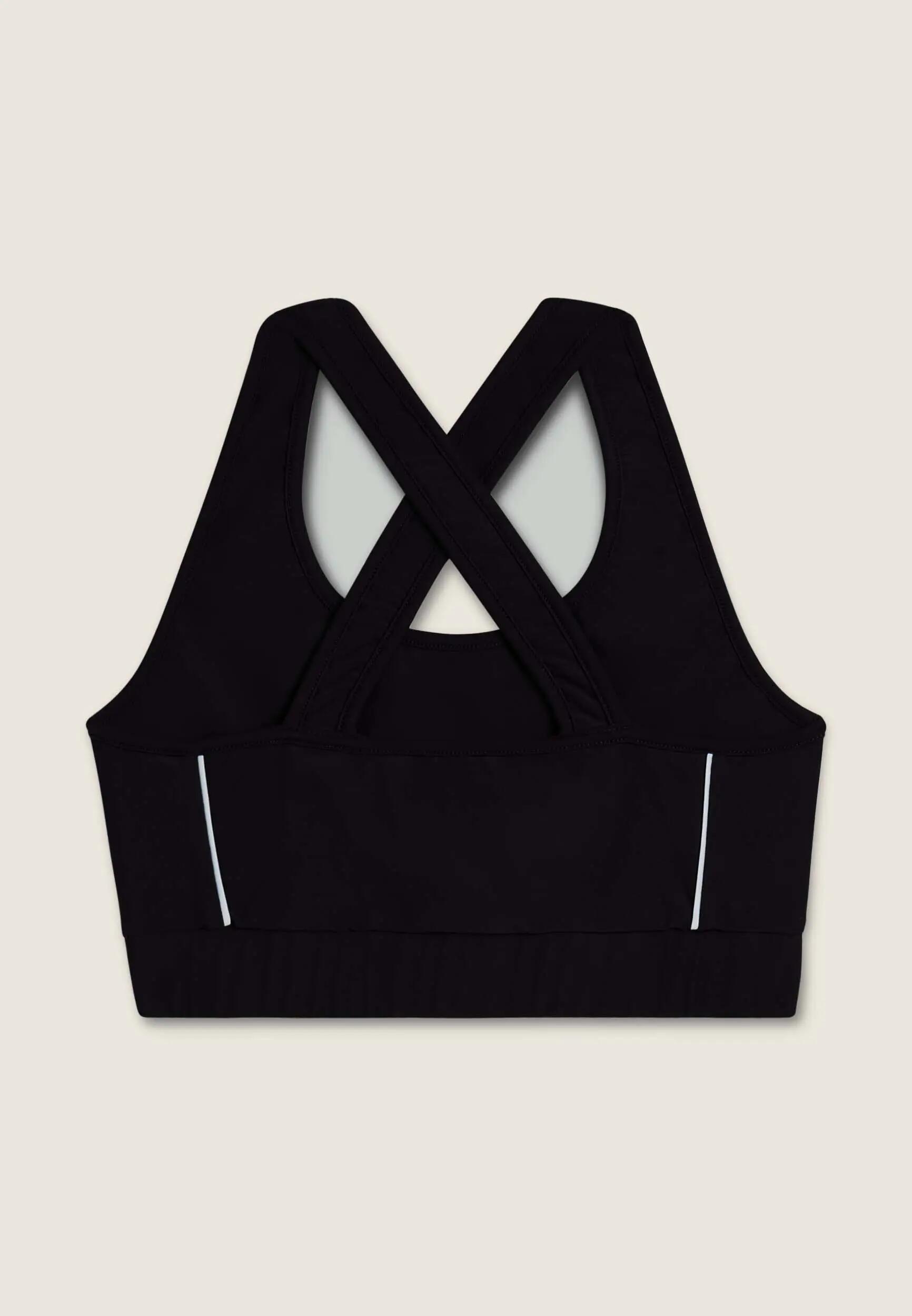 Brassière technique avec bretelles croisées et passepoils blancs 5/6