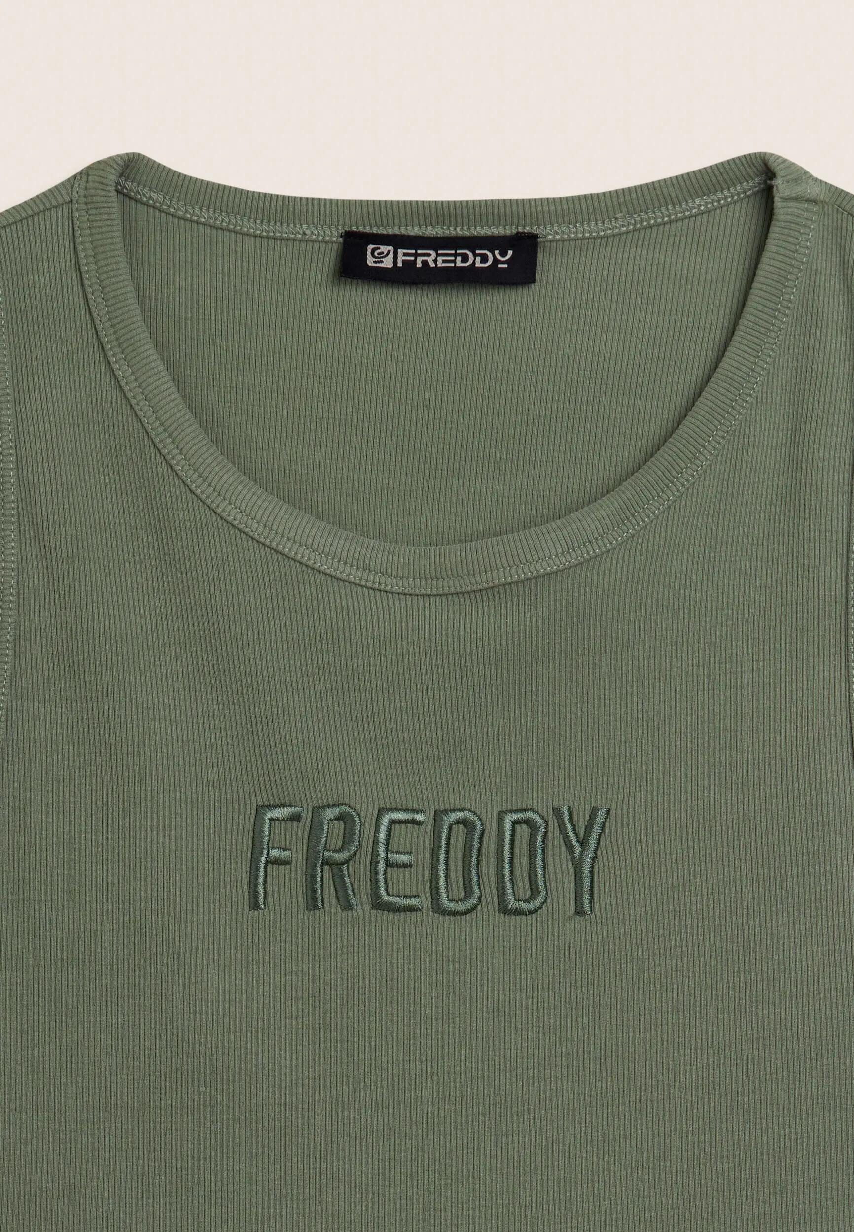 Camiseta sin mangas cropped con logotipo FREDDY bordado 6/6